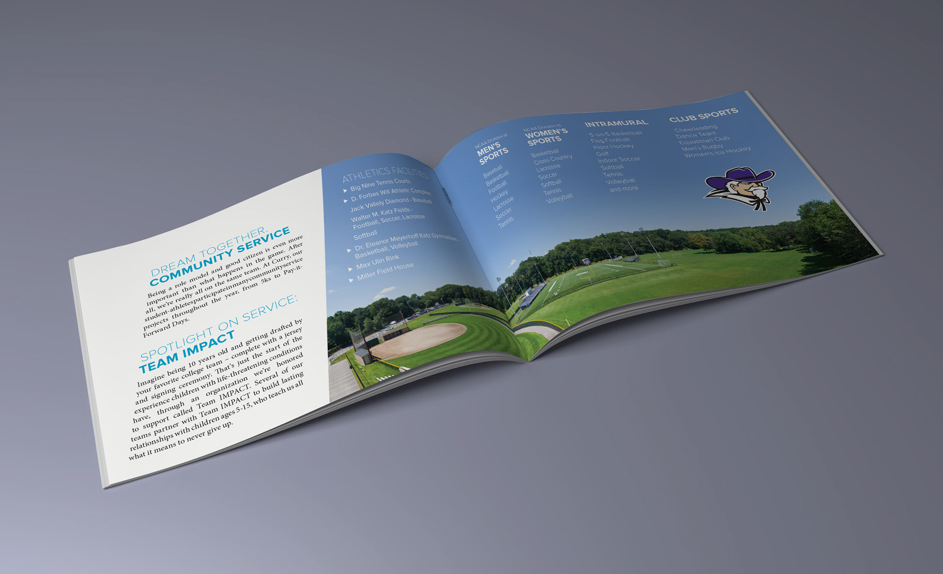 Spreads from Dream Bigger Athletics brochure