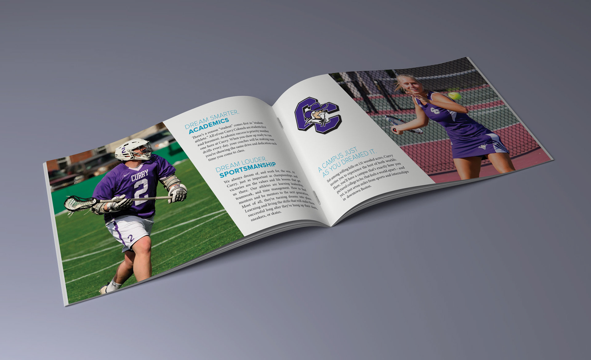 Spreads from Dream Bigger Athletics brochure