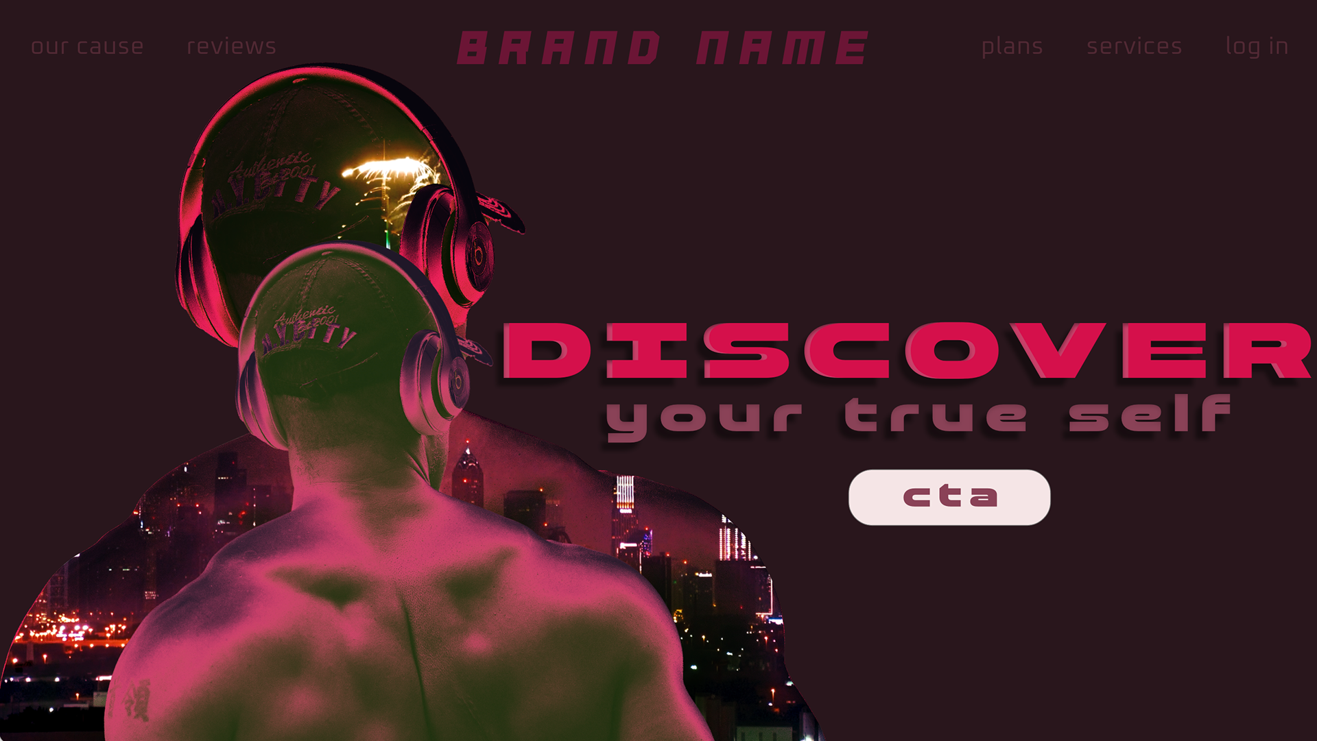 Fictional brand landing page