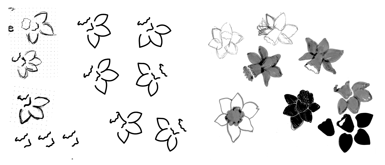 digital logo work & hand drawn and cut paper process work