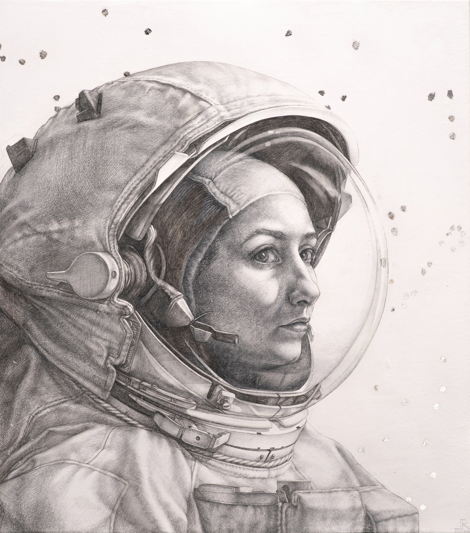 Aries, Argonaut, Astronaut, 2019-2020, silverpoint, goldpoint & silverleaf on hand-gessoed panel, 18 x 16"