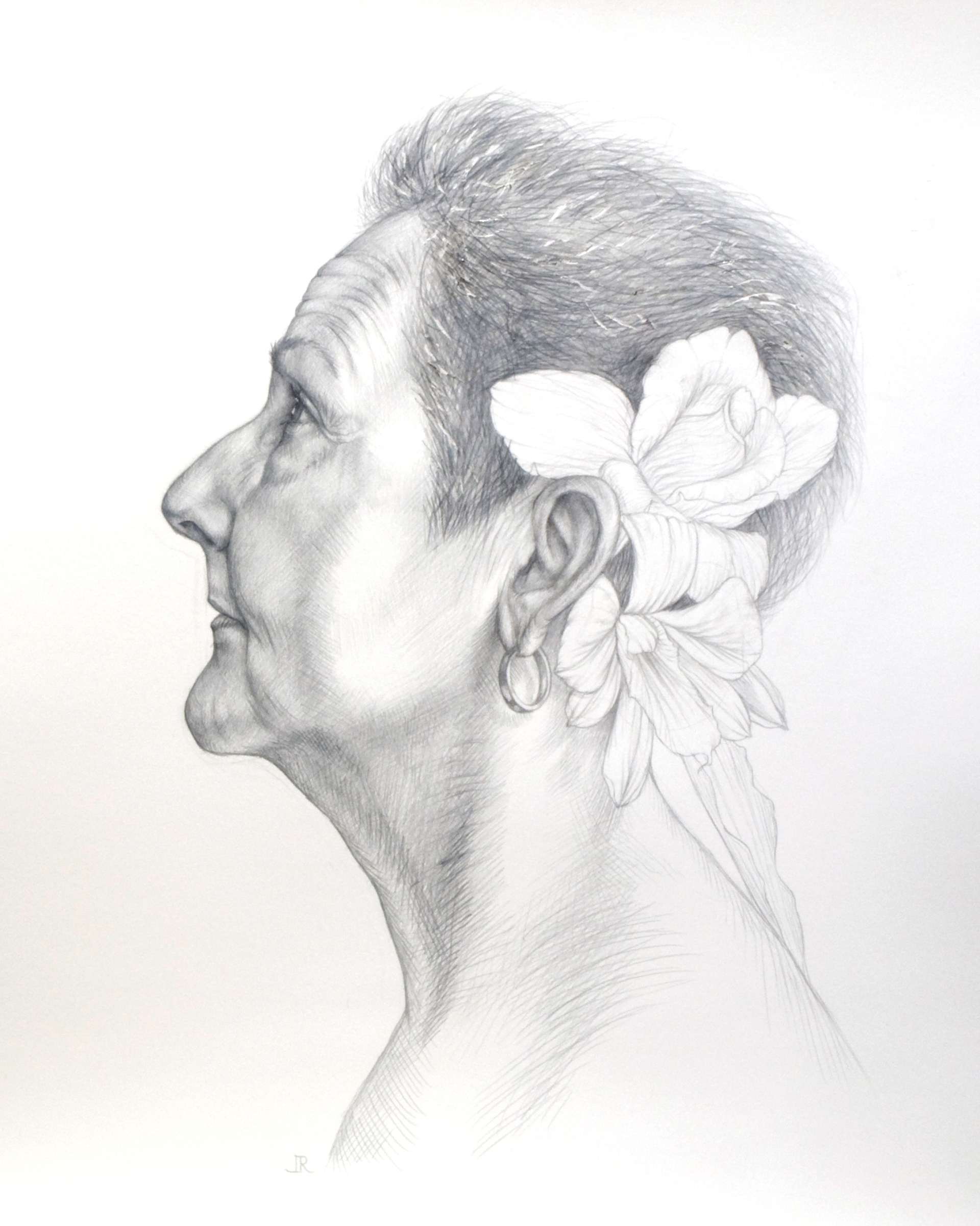 Bellona in Profile, 2014, silverpoint & goldpoint on hand-gessoed paper, 14 x 11"