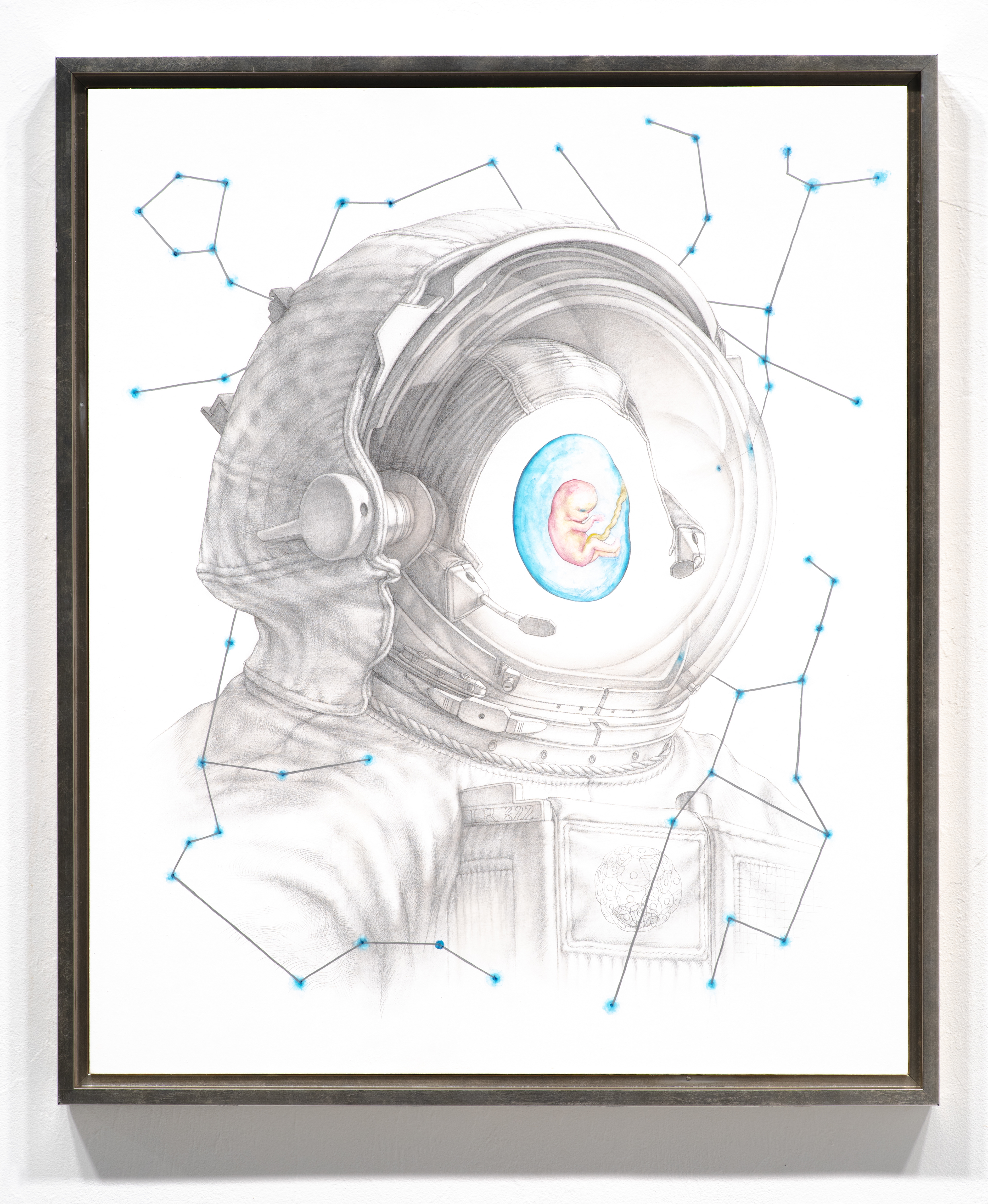 I Sing the Body Electric, 2022, silverpoint, watercolor & ink on hand-gessoed panel, 25 x 20 3/4"