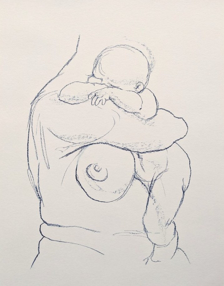 Breast is Best, 2023, pastel on paper, 26 x 20"