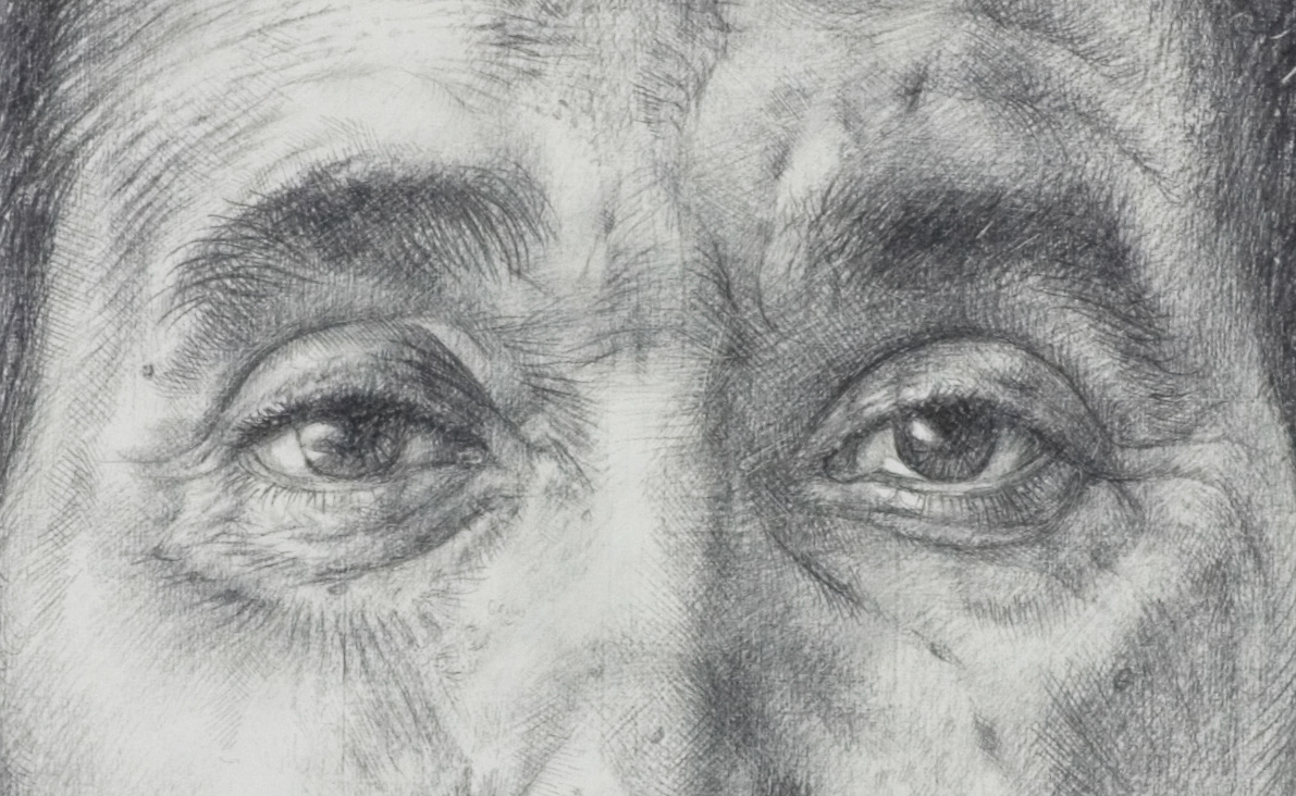 Detail from De donde crece la palma, 2015, silverpoint on hand-gessoed panel, 18 x 24"