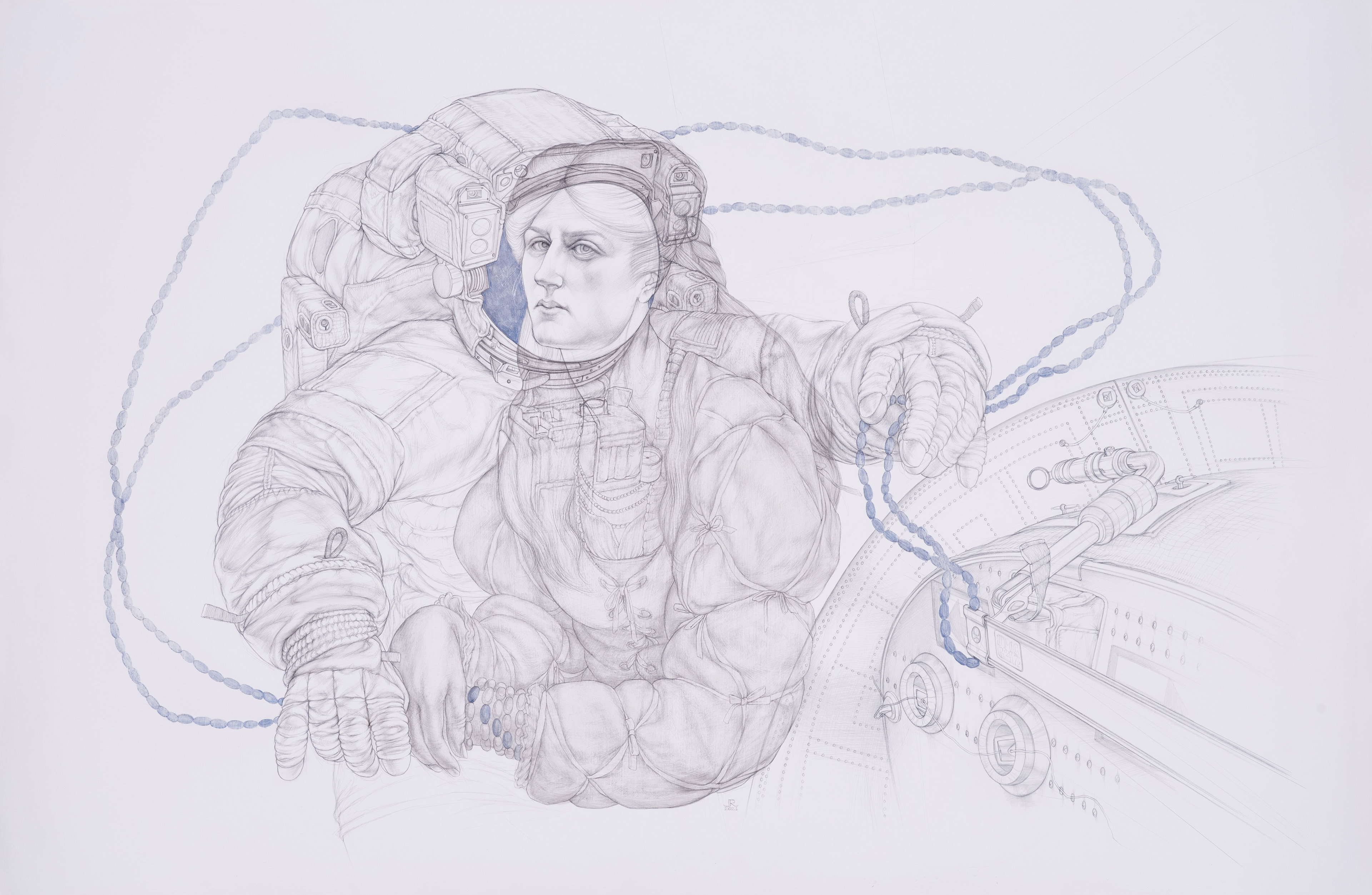 The Alchemist, 2021, silverpoint & acrylic on hand-gessoed paper, 30 x 44"