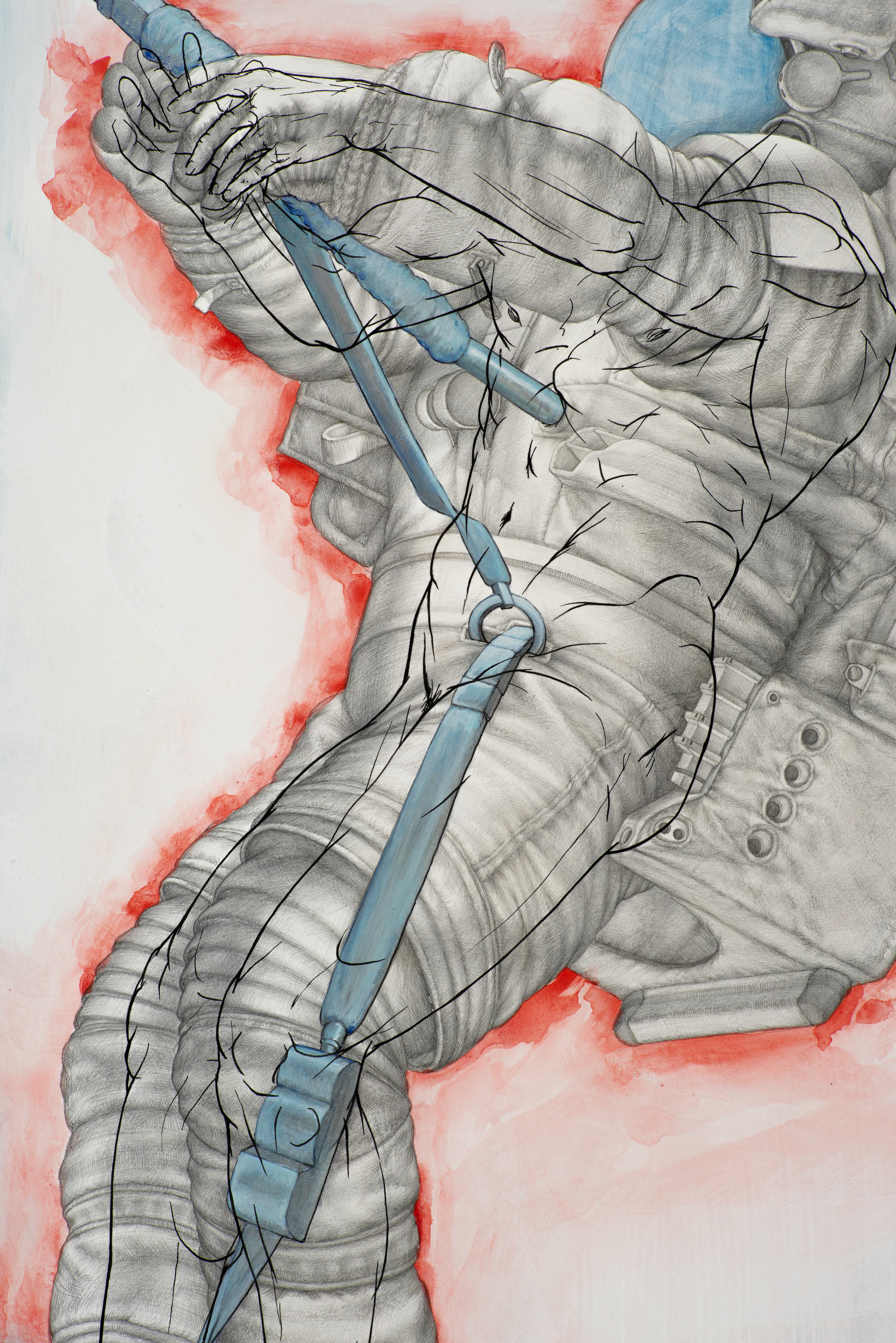 Detail from The Smallest Minority on Earth, 2020-2021, silverpoint, goldpoint, ink, watercolor & acrylic on hand-gessoed paper, 41 1/4 x 29 3/4"