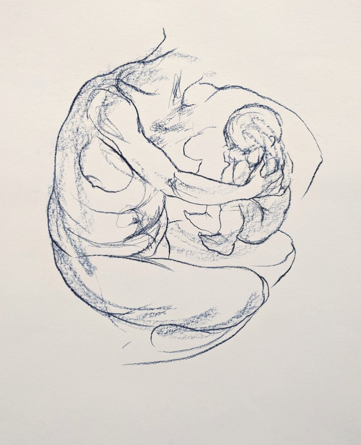 Cosleeping I, 2023, pastel on paper, 26 x 20"