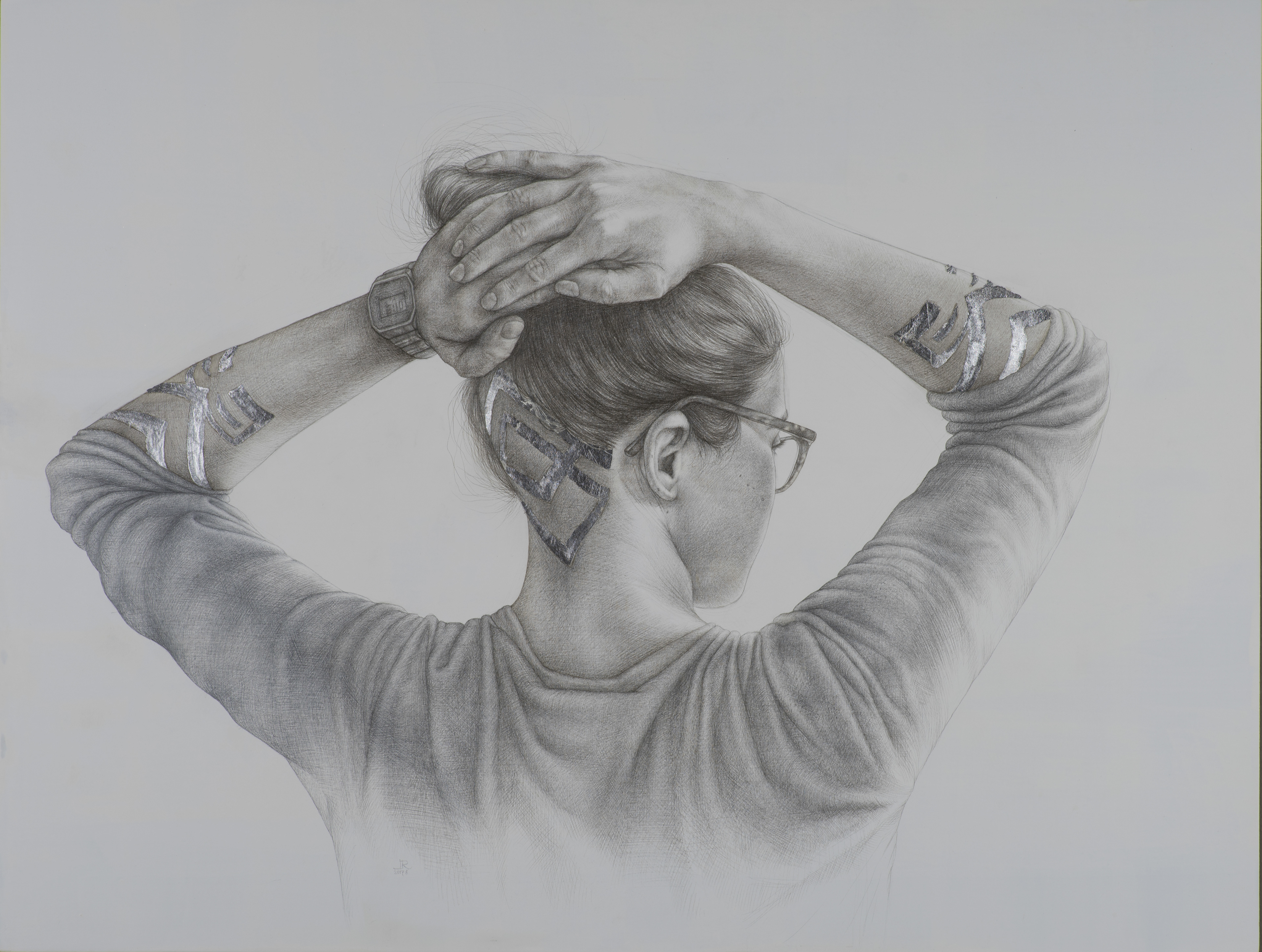 Charismatic Soil, 2017-2018, silverpoint & silverleaf on hand-gessoed panel, 24 1/2 x 32 1/4"