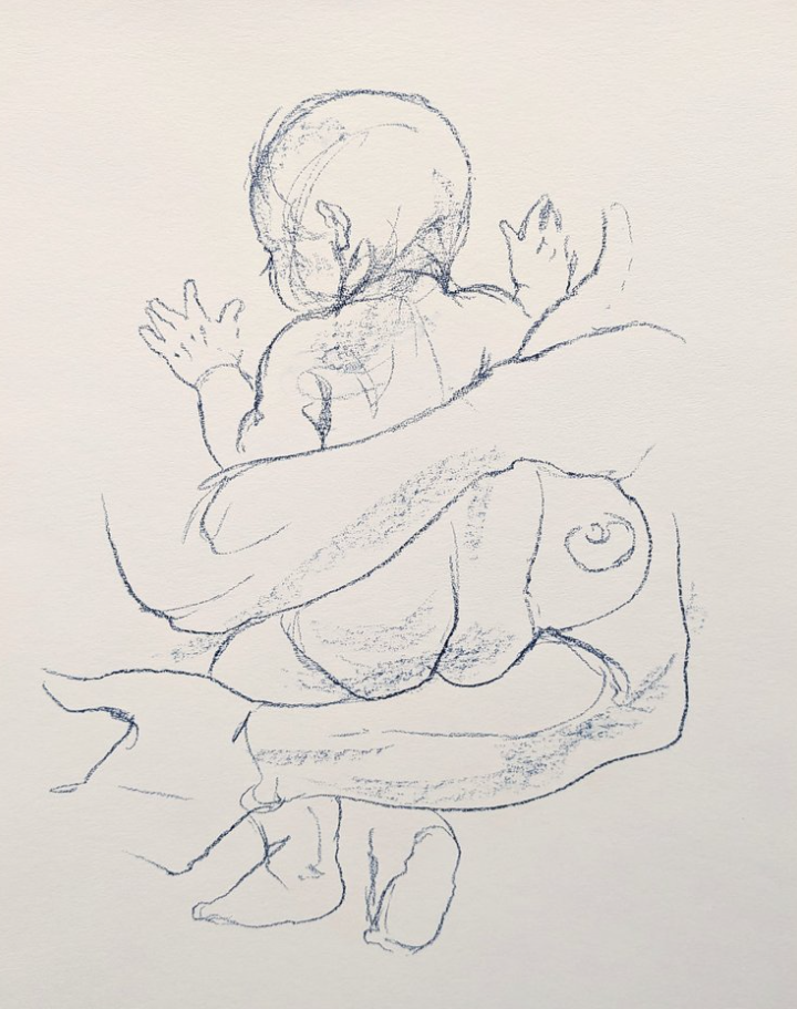 Sweet Cheeks I, 2023, pastel on paper, 26 x 20"