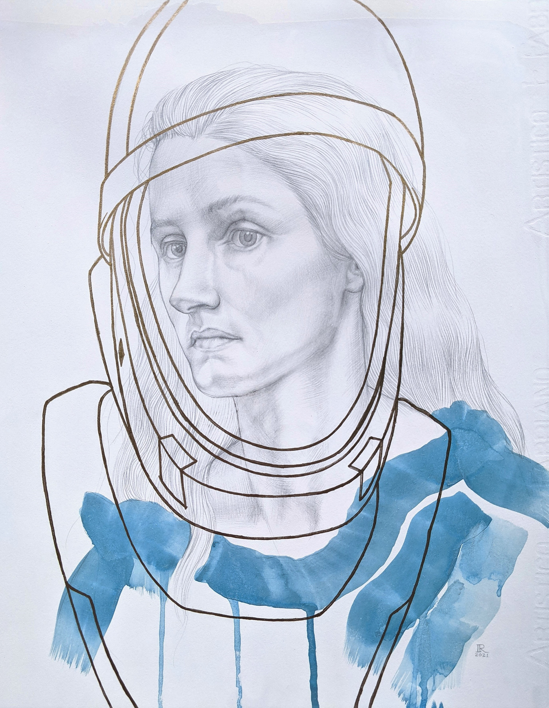 Conpitum (Crossroad), 2021, silverpoint, ink & acrylic on hand-gessoed paper, 16 x 12"