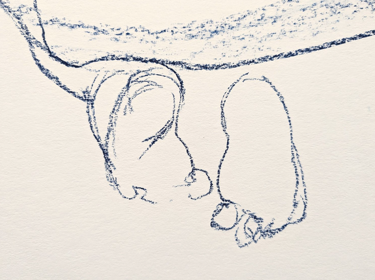 Detail from Pyramid, 2023, pastel on paper, 26 x 20"