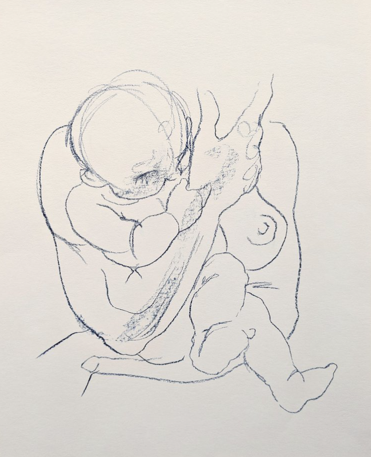 Hands, 2023, pastel on paper, 26 x 20"