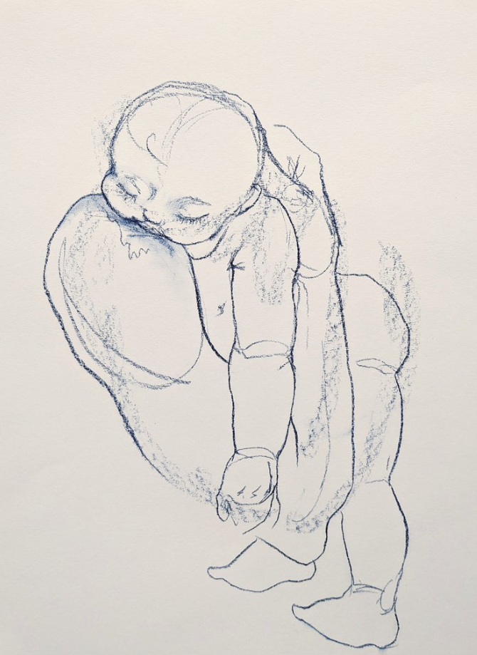 At Home, 2023, pastel on paper, 26 x 20"