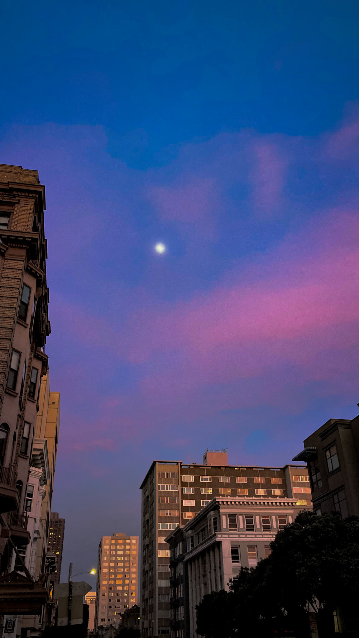 pink skies over Nob Hill