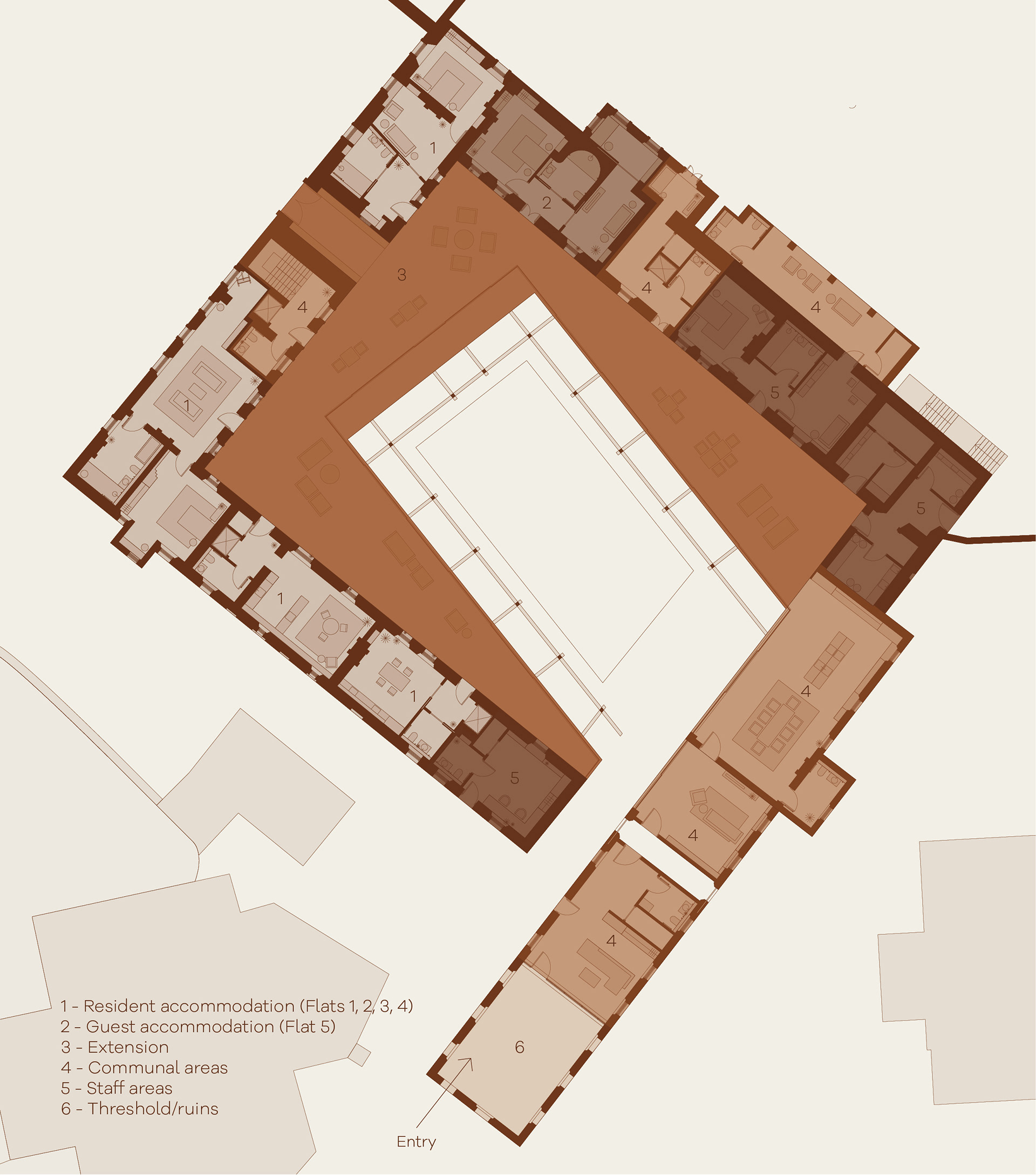 Ground Floor Plan with Zoning, 1 : 300 A3
