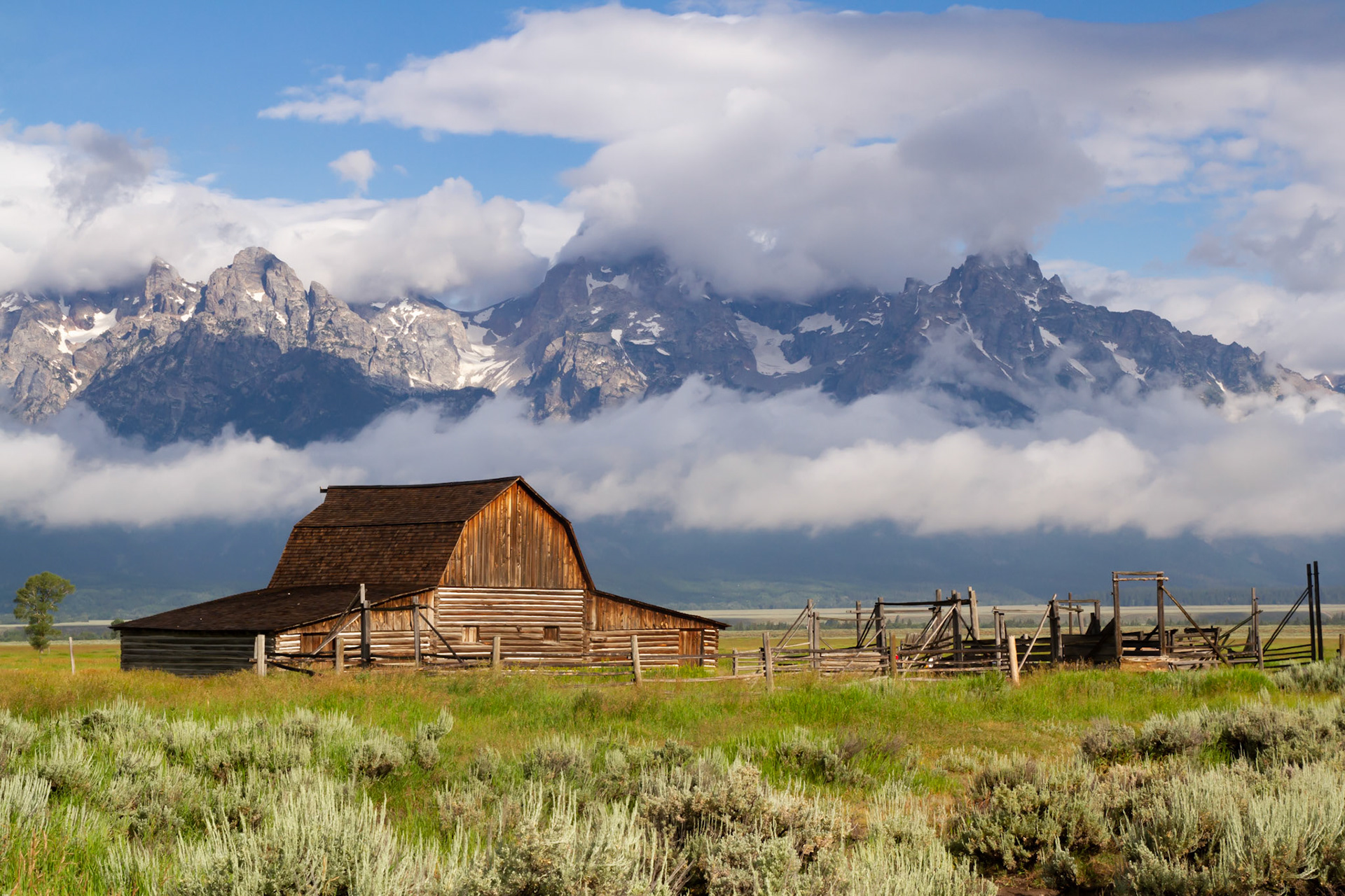 John Moulton Barn on Mormon Row in Grand Teton National Park in Jackosn Hole, Wyoming