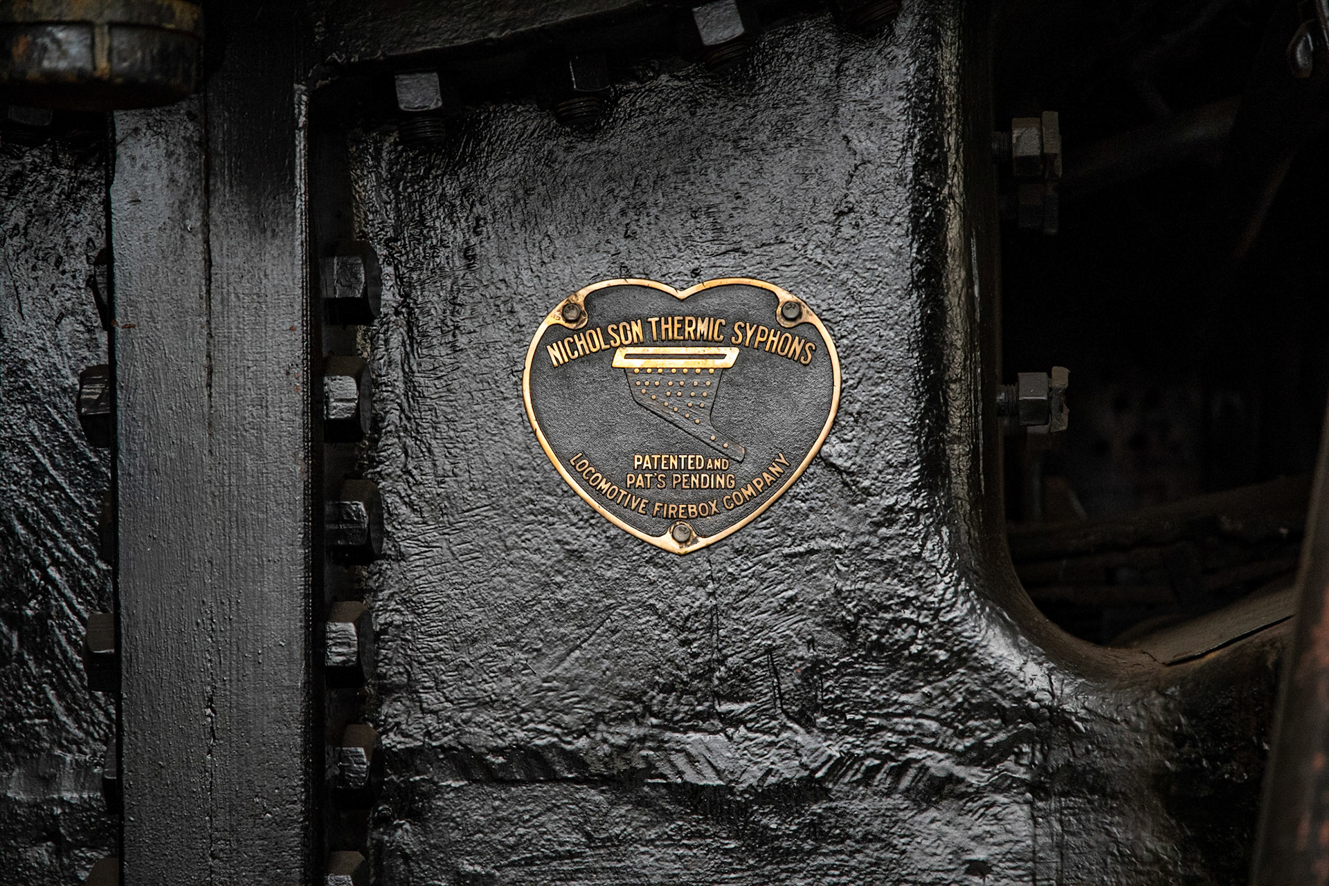 Nicholson Thermic Syphons plate at the Age of Steam roundhouse, Jan. 13, 2022