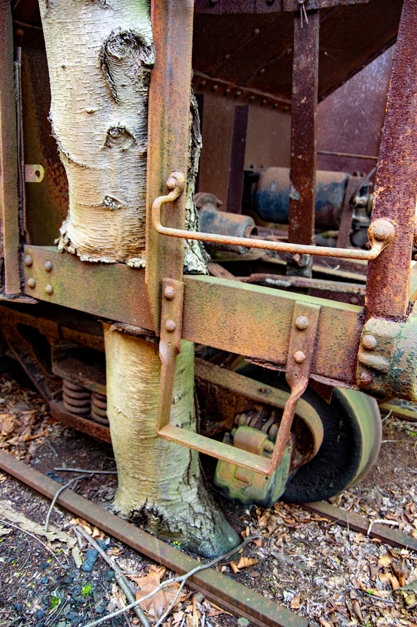 Abandonded East Broad Top narrow-gauge cars in Mt. Union, Pa. on April 23, 2017.