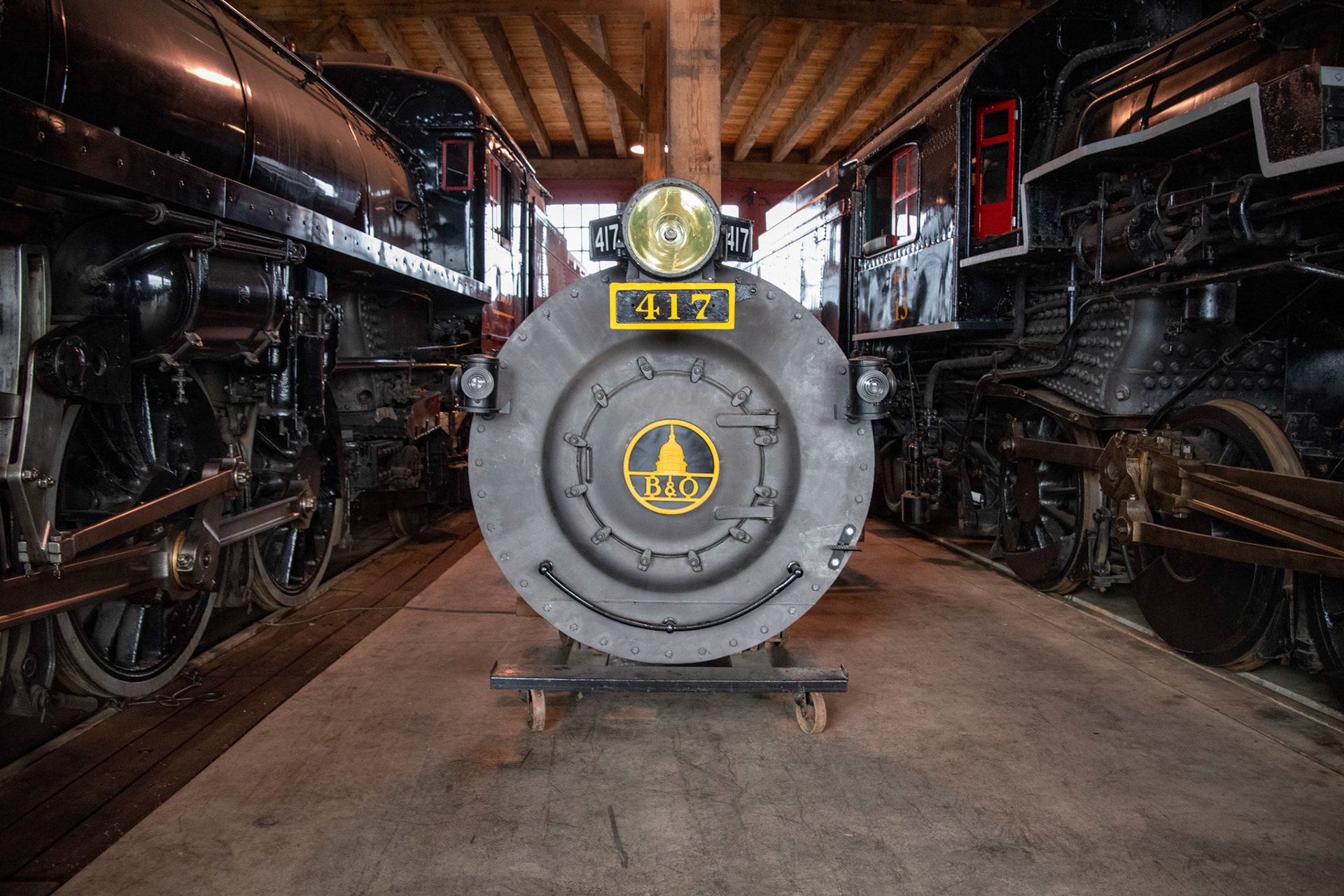 B&amp;O smokebox door at the Age of Steam roundhouse, Jan. 13, 2022