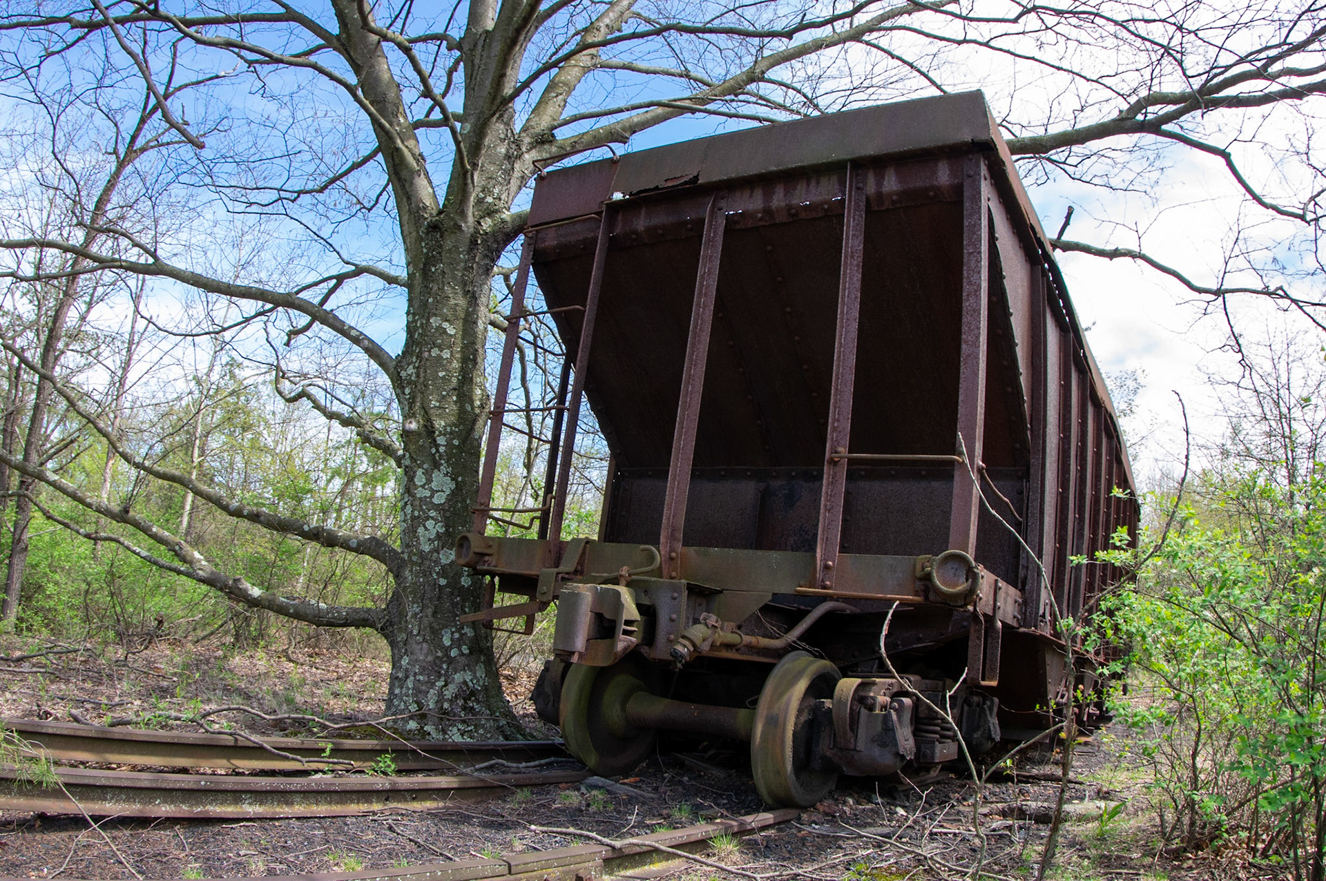 Abandonded East Broad Top narrow-gauge cars in Mt. Union, Pa. on April 23, 2017.