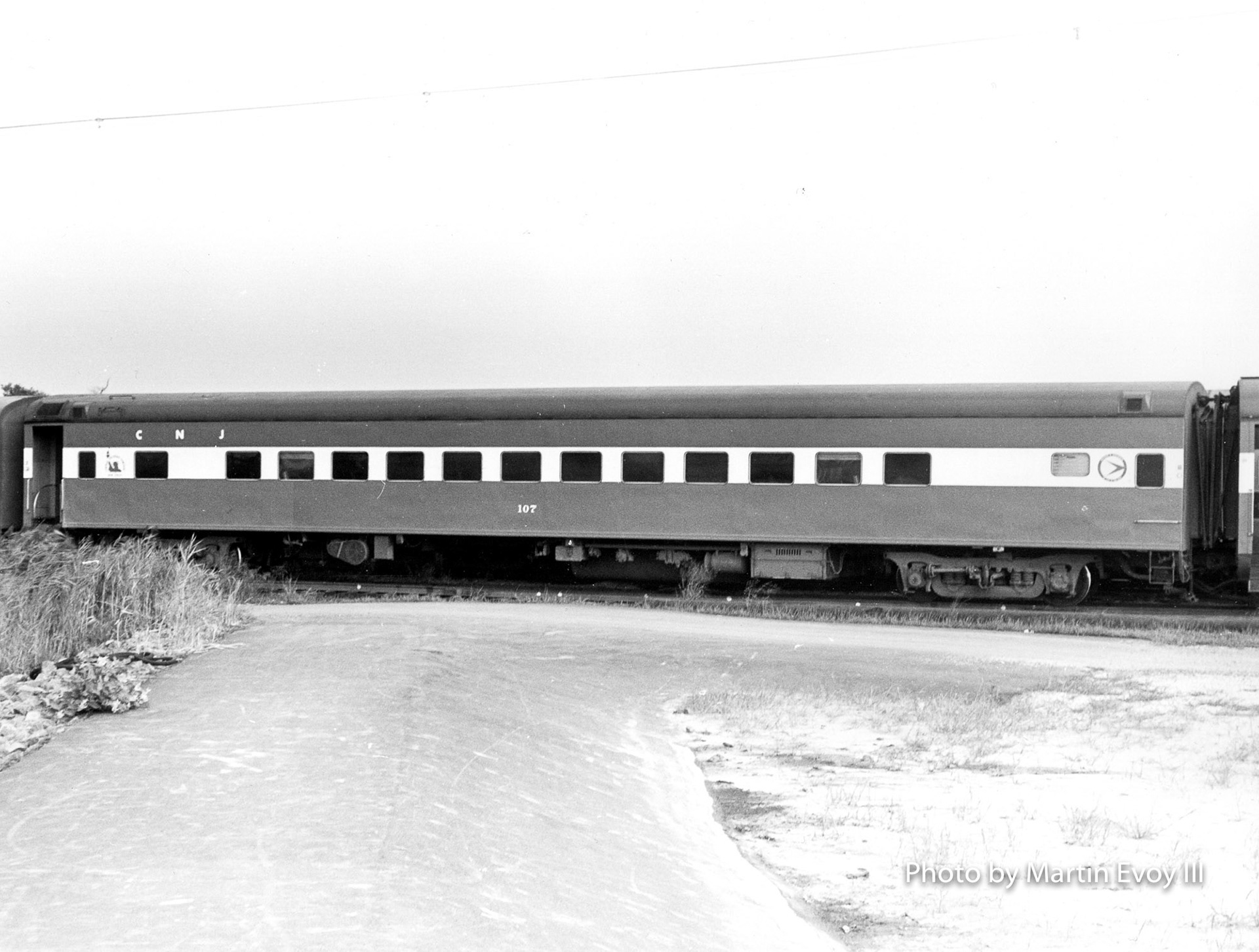 Former GN 1225 48-seat coach, NJT 107, Left side.