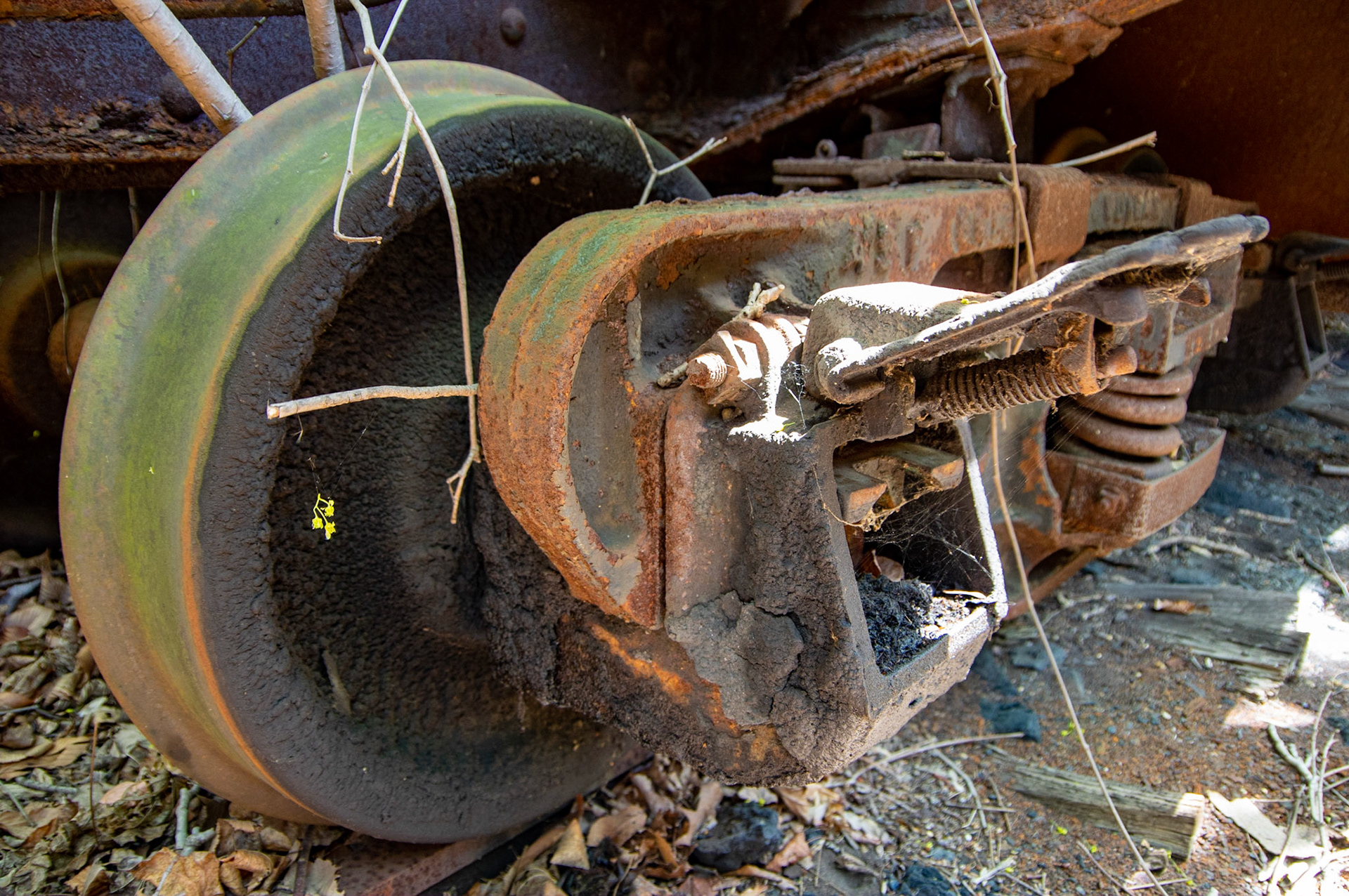 Abandonded East Broad Top narrow-gauge cars in Mt. Union, Pa. on April 23, 2017.