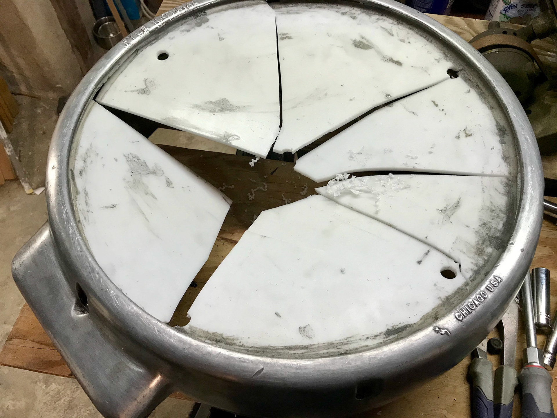 St. Nick's lens had been replaced with a piece of plastic