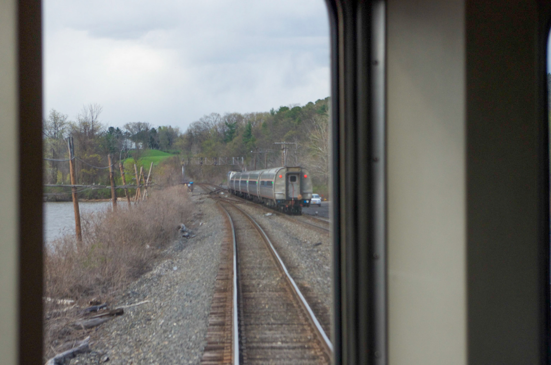 We pass a northbound Amtrak train near Poughkeepsie