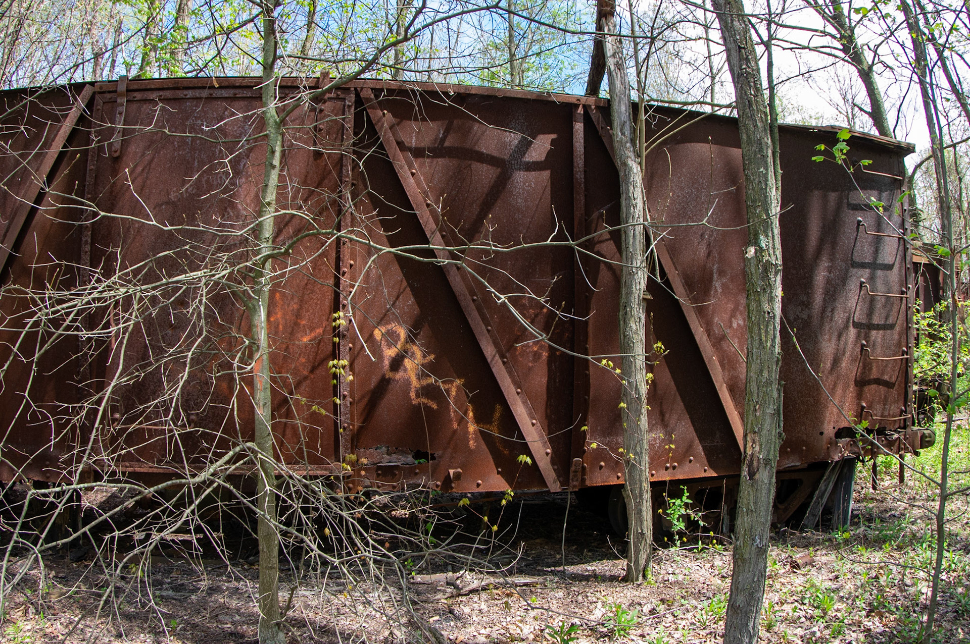 Abandonded East Broad Top narrow-gauge cars in Mt. Union, Pa. on April 23, 2017.