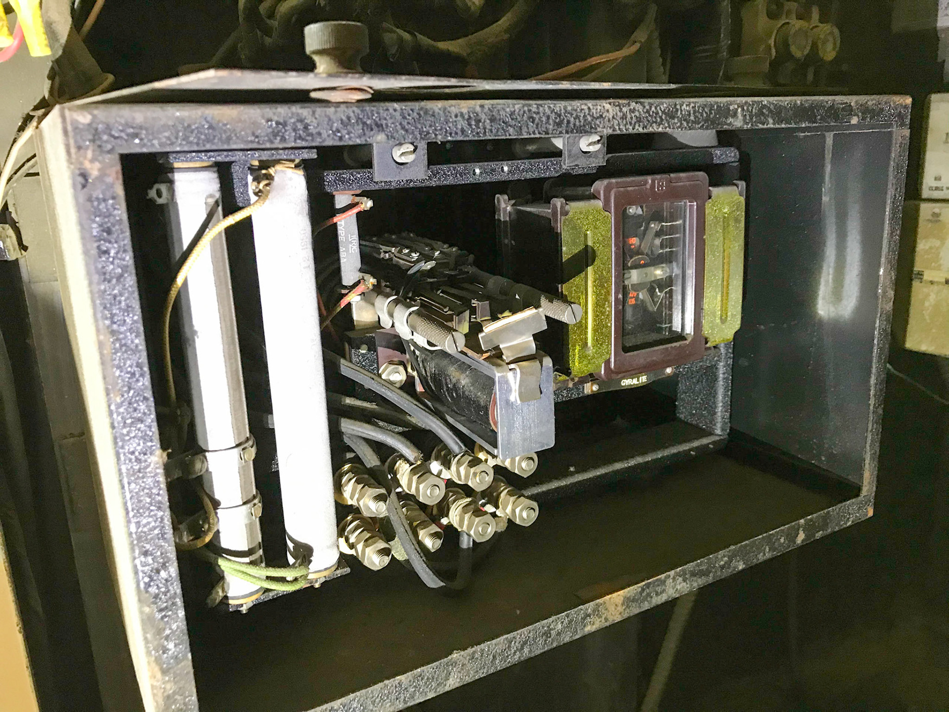 Apparatus in the main electrical cabinet controlled the Gyralite's speed and brake sensors