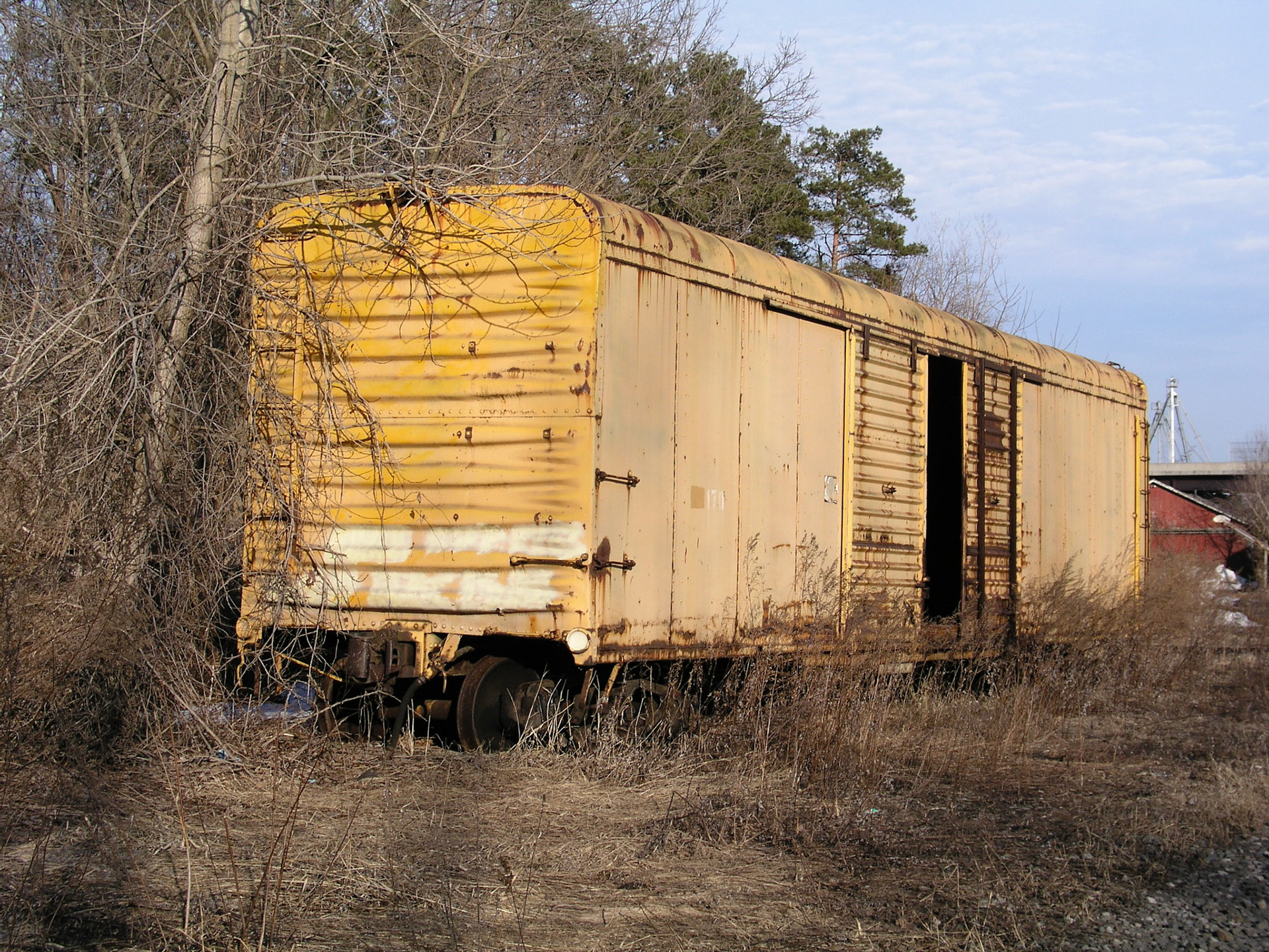 Old express boxcars under the Rte. 21 underpass in Palmyra, NY,  March 30, 2005