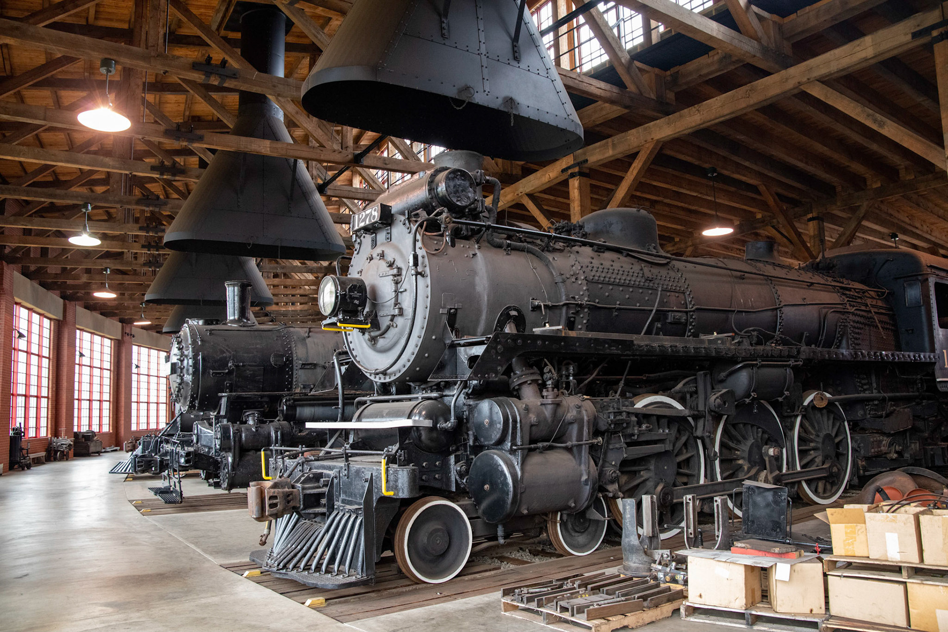 Lineup inside the Age of Steam roundhouse, Jan. 13, 2022