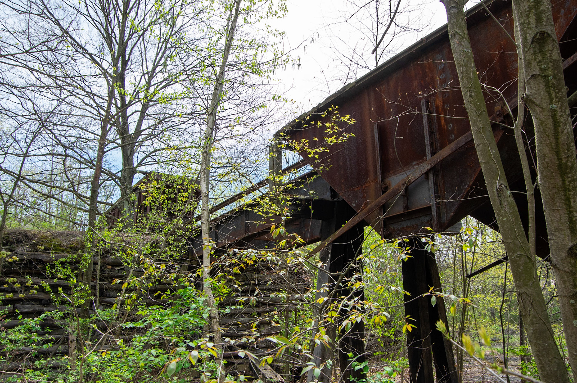 Abandonded East Broad Top narrow-gauge cars in Mt. Union, Pa. on April 23, 2017.