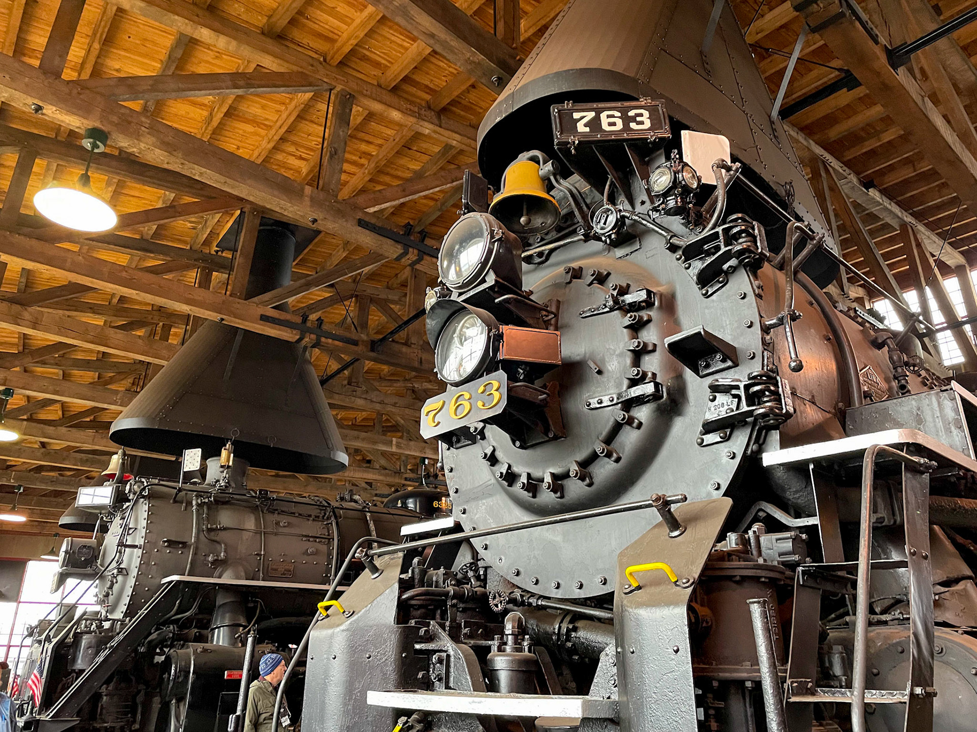 Nickel Plate 765, a 2-8-4 Berkshire at the Age of Steam roundhouse, Jan. 13, 2022