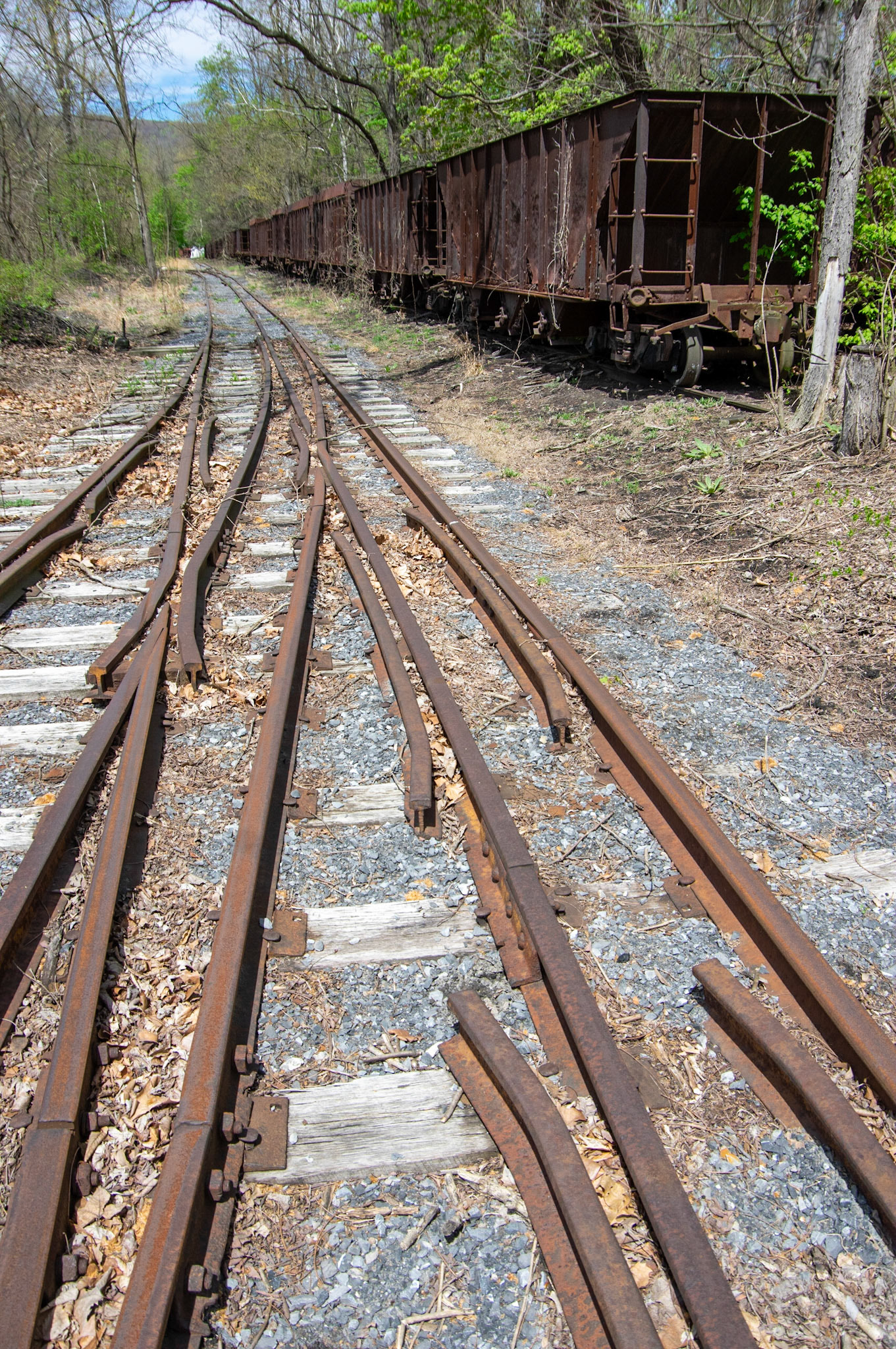 Abandonded East Broad Top narrow-gauge cars in Mt. Union, Pa. on April 23, 2017.