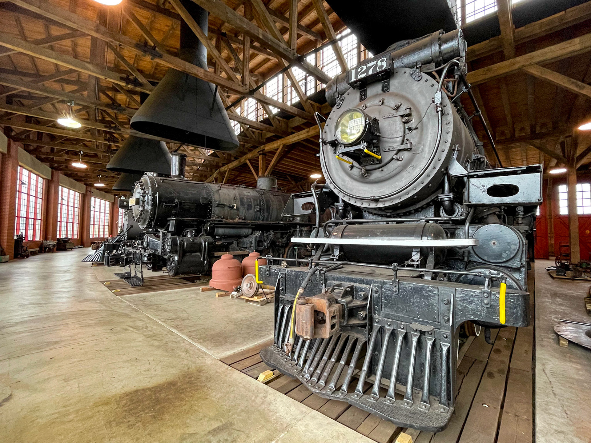 Canadian Pacific 4-6-2 No. 1278  was one of thirty class G-5-d engines built during 1948 at Canadian Locomotive works, now at the Age of Steam roundhouse, Jan. 13, 2022