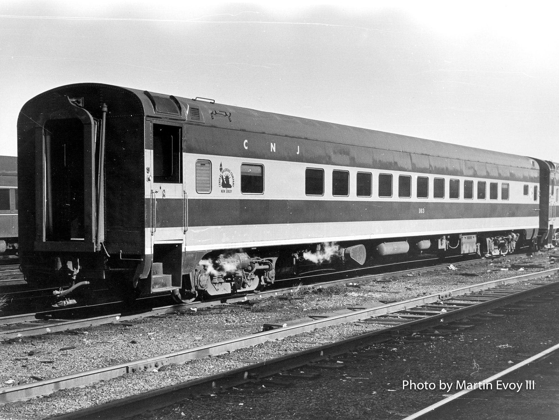 Former GN 1220 48-seat coach, NJT 103, left side.