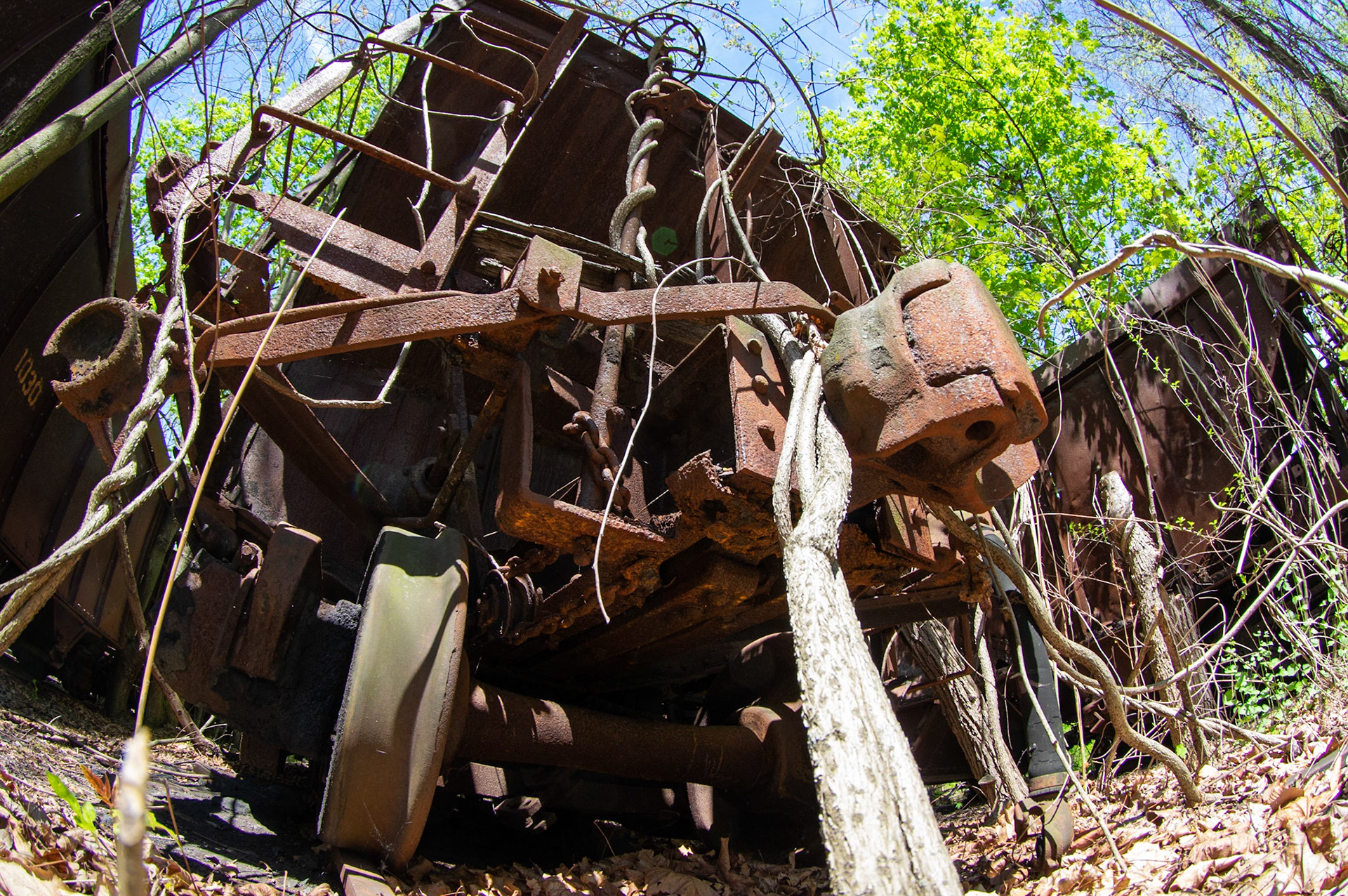 Abandonded East Broad Top narrow-gauge cars in Mt. Union, Pa. on April 23, 2017.