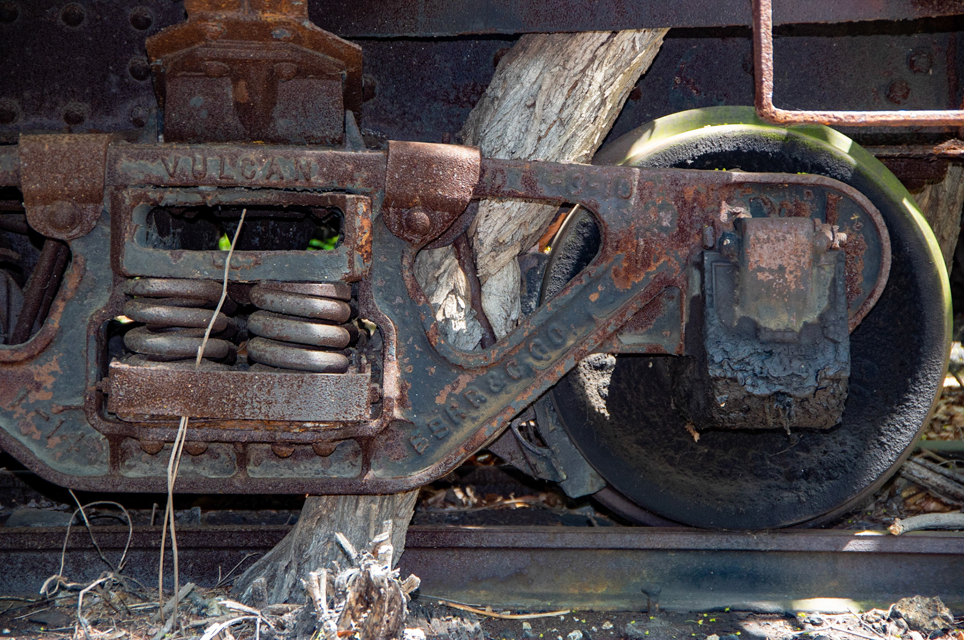 Abandonded East Broad Top narrow-gauge cars in Mt. Union, Pa. on April 23, 2017.
