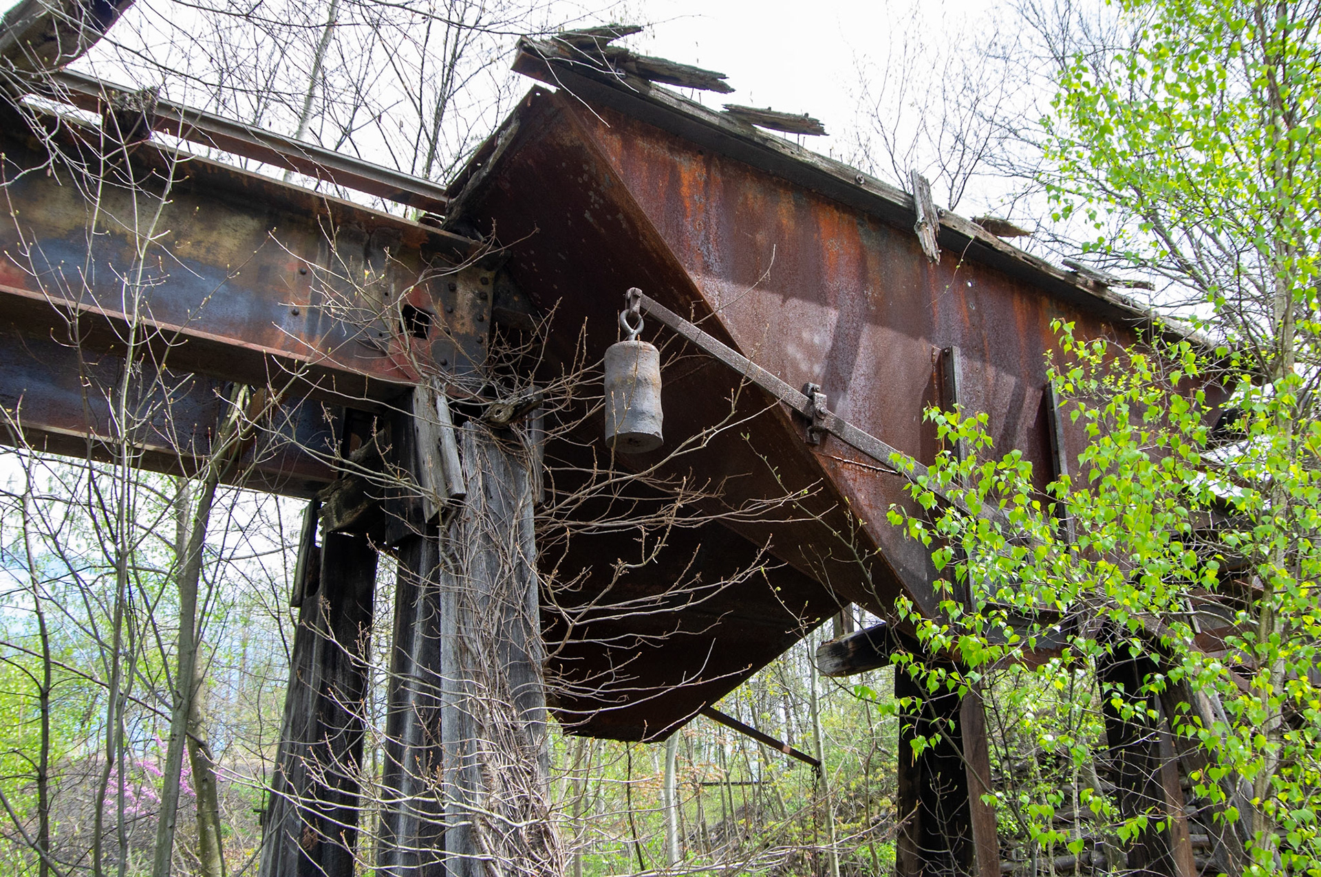 Abandonded East Broad Top narrow-gauge cars in Mt. Union, Pa. on April 23, 2017.