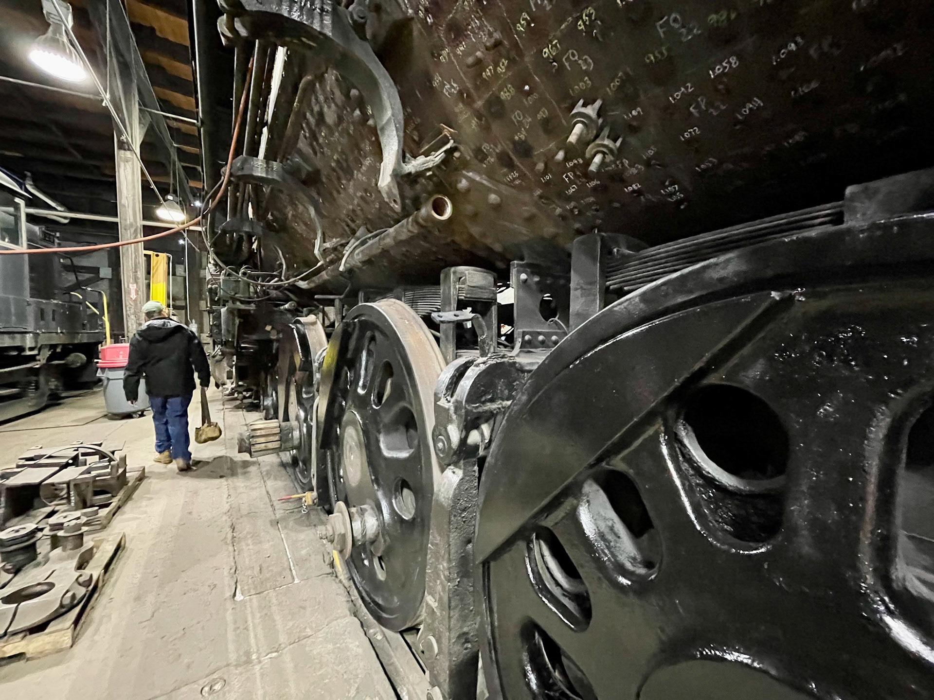 Reading 4-8-4 2100 at the Midwest Railway Preservation SOciety B&amp;O roundhouse in Cleveland o n Jan. 15, 2022.
