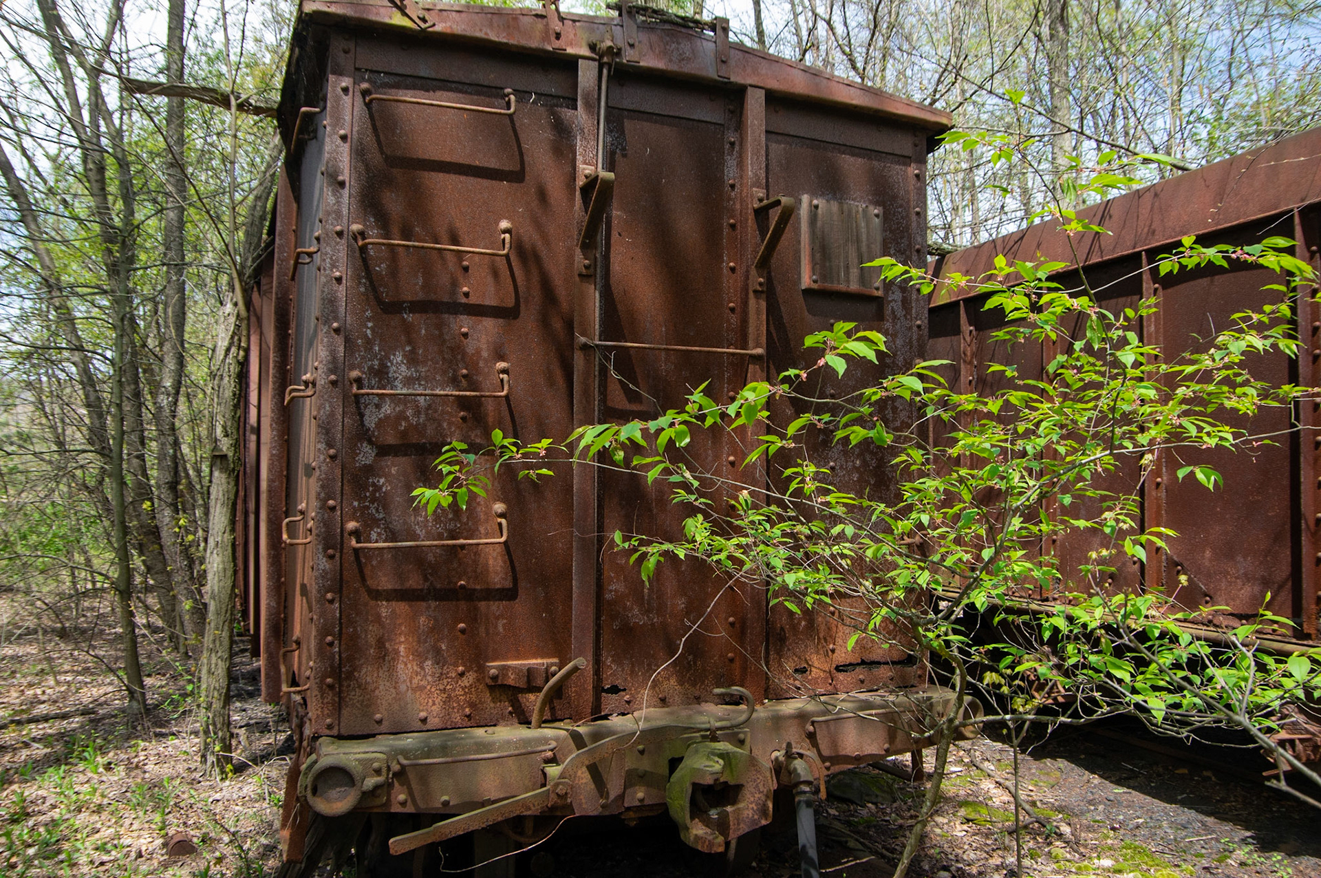 Abandonded East Broad Top narrow-gauge cars in Mt. Union, Pa. on April 23, 2017.