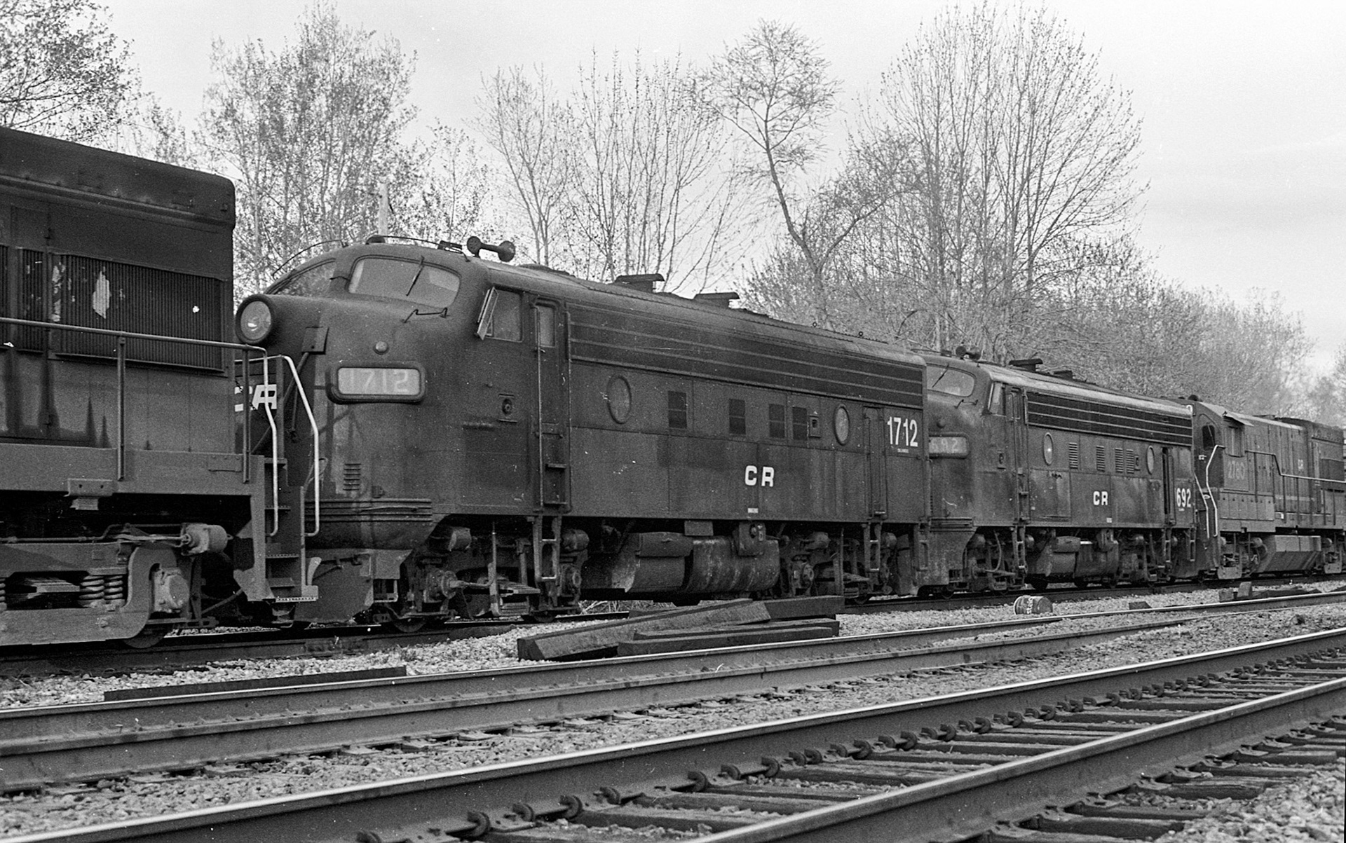 A westbound with two F-units on the controlled siding.