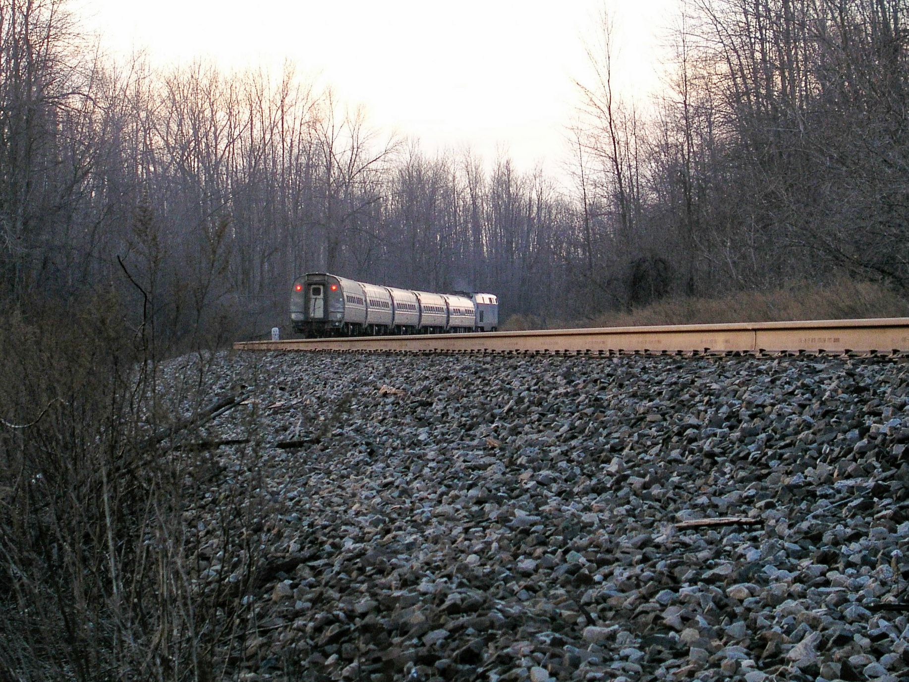 Westbound Amtrak train 64 at Palmyra, NY,  March 30, 2005