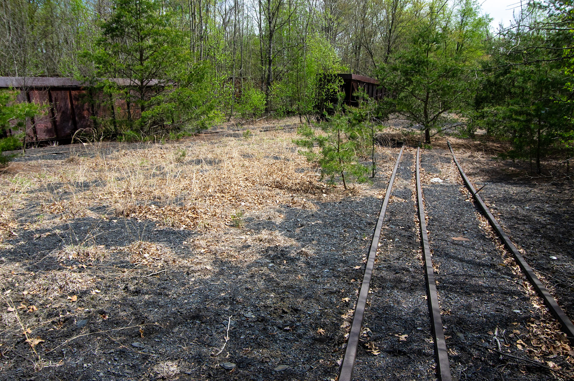 Abandonded East Broad Top narrow-gauge cars in Mt. Union, Pa. on April 23, 2017.
