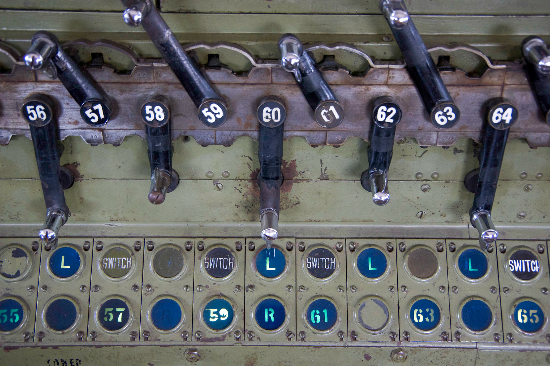 The electro-pneumatic levers control switches and signals