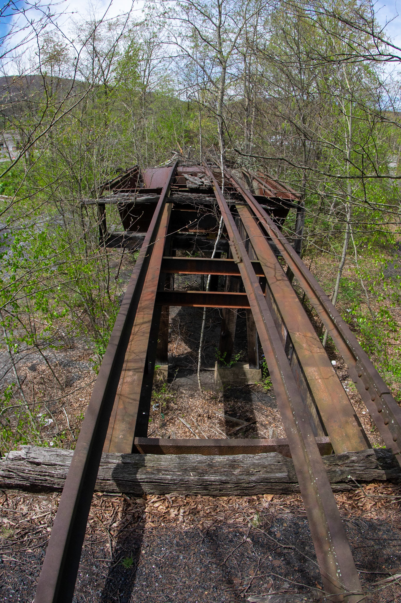 Abandonded East Broad Top narrow-gauge cars in Mt. Union, Pa. on April 23, 2017.
