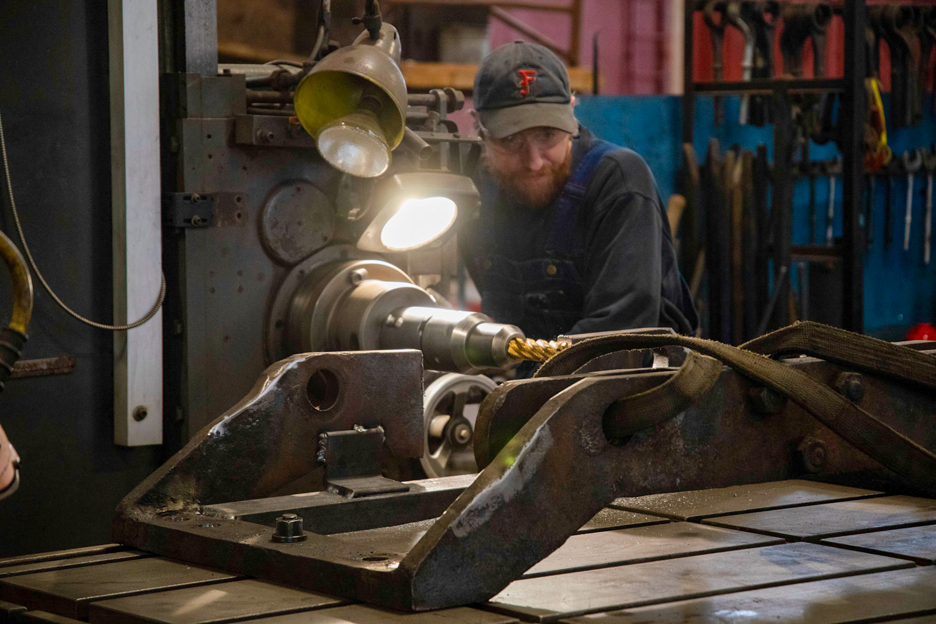 Horizontal milling machine operator at the Age of Steam roundhouse, Jan. 13, 2022