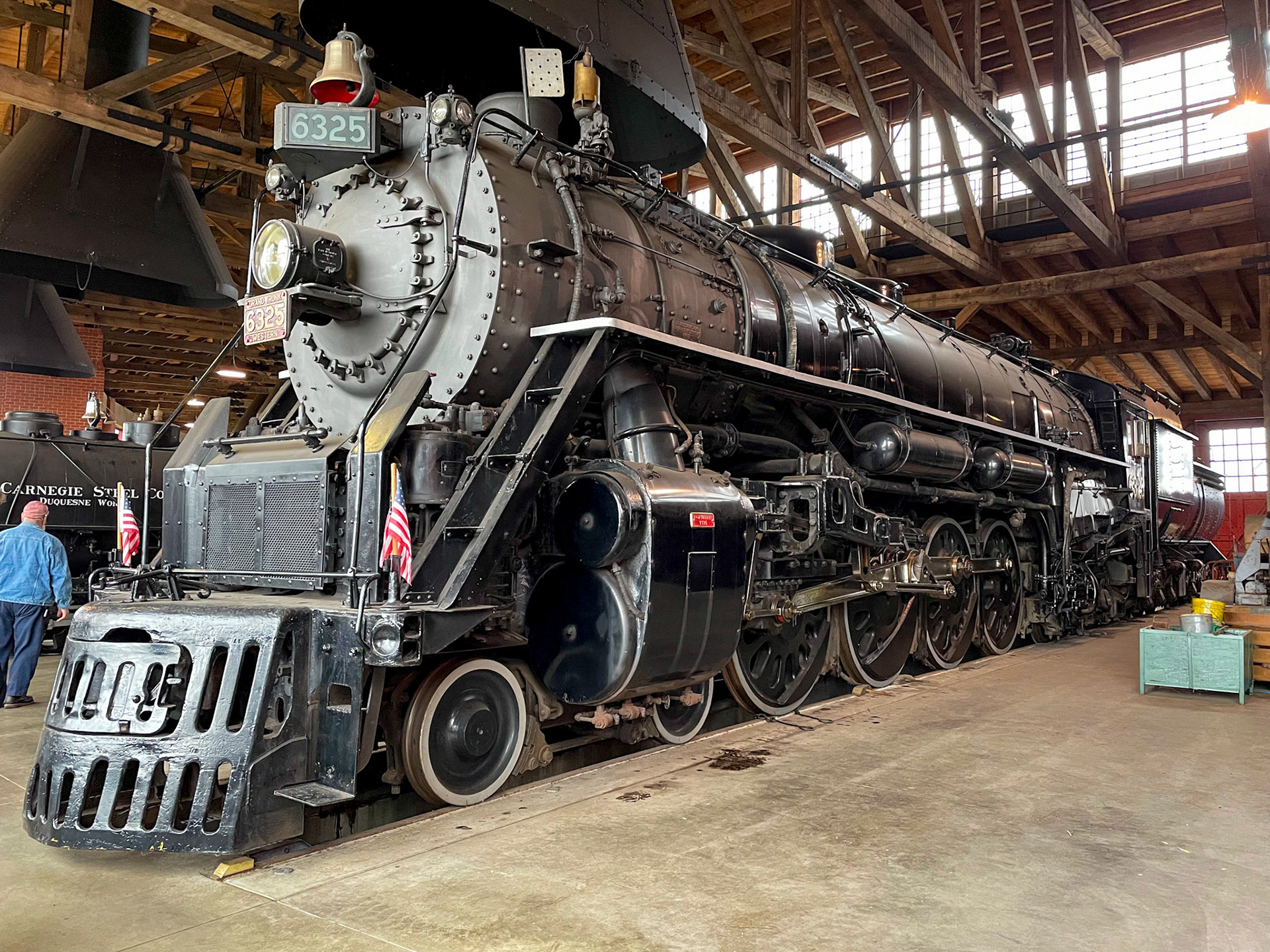 Grand Trunk Western 4-8-4 No. 6325 at the Age of Steam roundhouse, Jan. 13, 2022